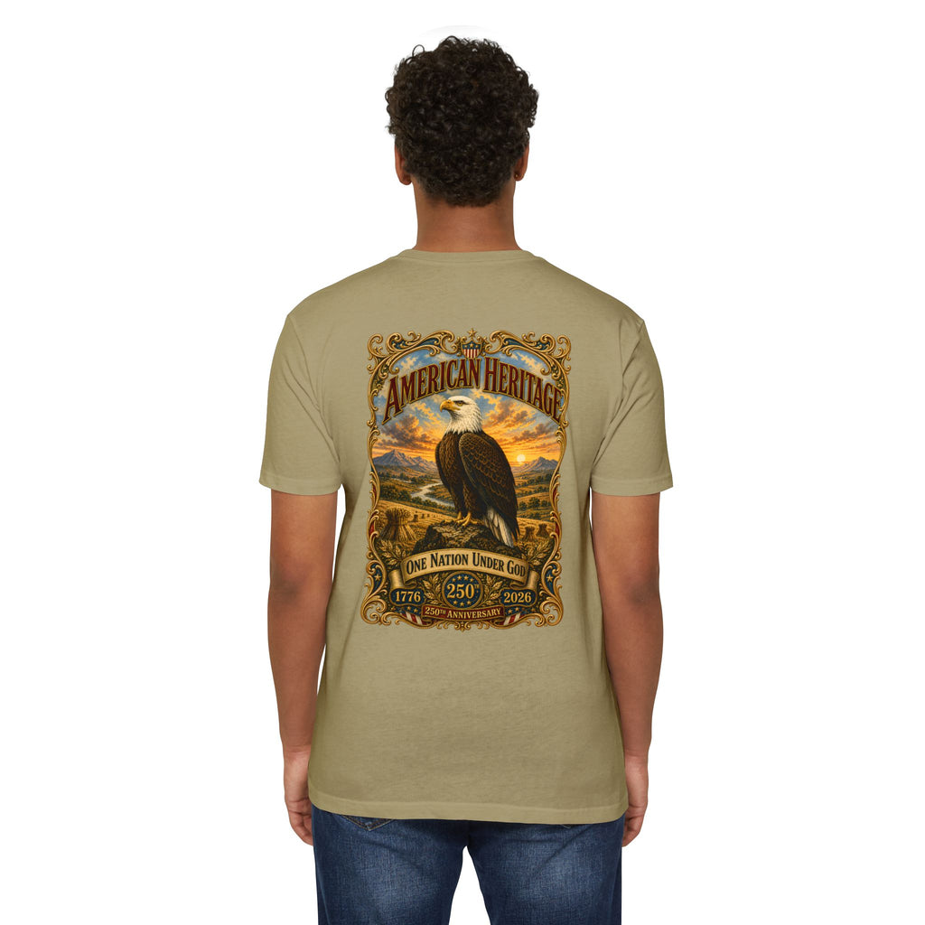 Heritage Print Co - American Heritage - One Nation Under God with Eagle - USA 250 Years - 4th of July - Next Level 6210 CVC Super Soft T-Shirt