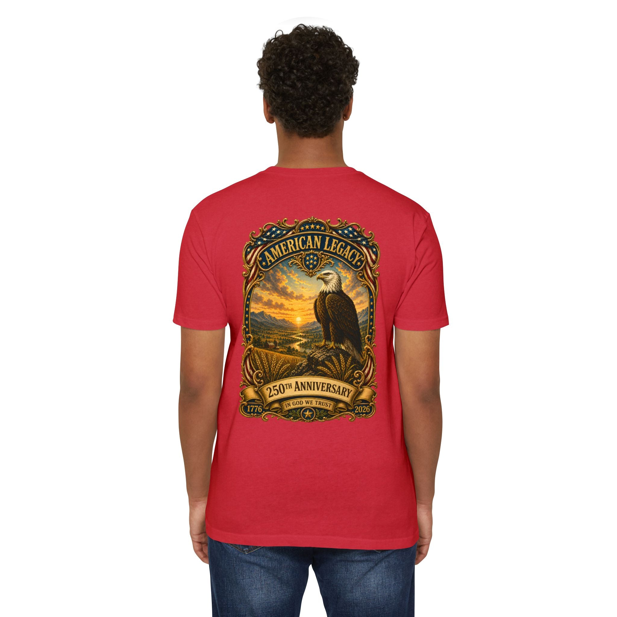 Heritage Print Co - American Legacy - USA 250th Anniversary with Eagle - 4th of July - Next Level 6210 CVC Super Soft T-Shirt