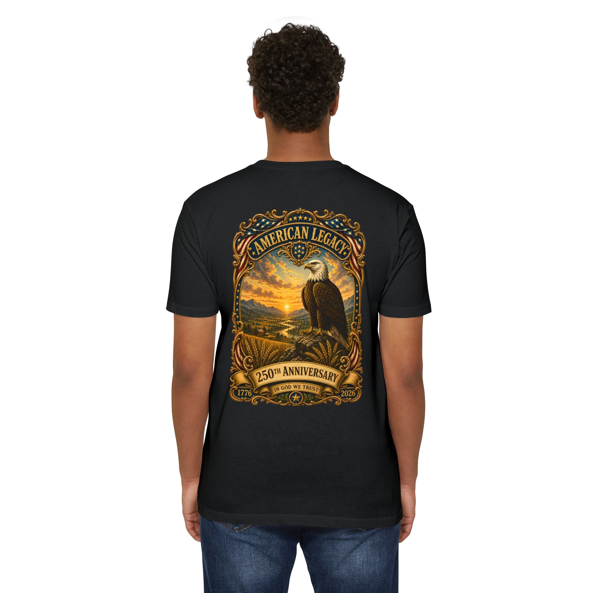 Heritage Print Co - American Legacy - USA 250th Anniversary with Eagle - 4th of July - Next Level 6210 CVC Super Soft T-Shirt