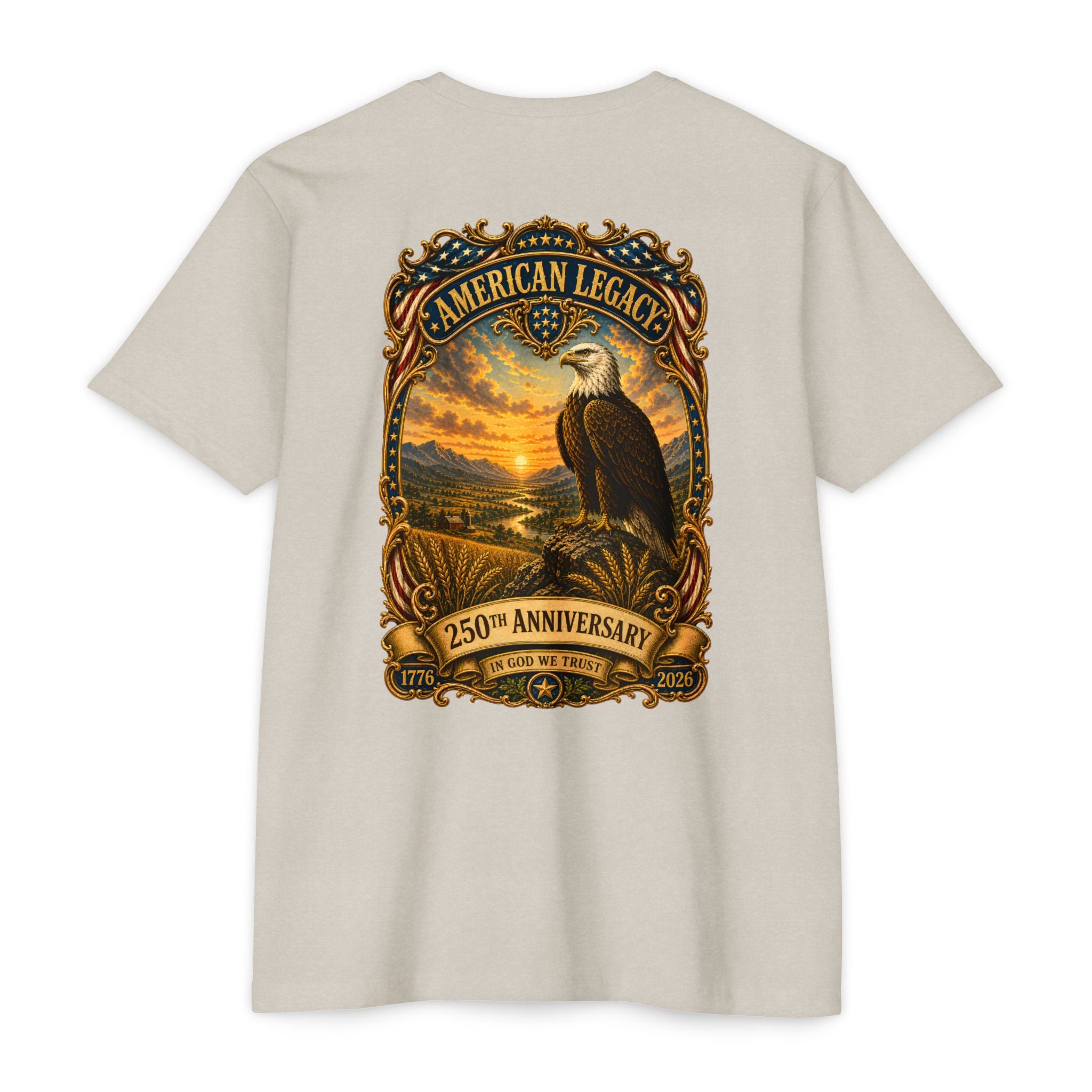 Heritage Print Co - American Legacy - USA 250th Anniversary with Eagle - 4th of July - Next Level 6210 CVC Super Soft T-Shirt
