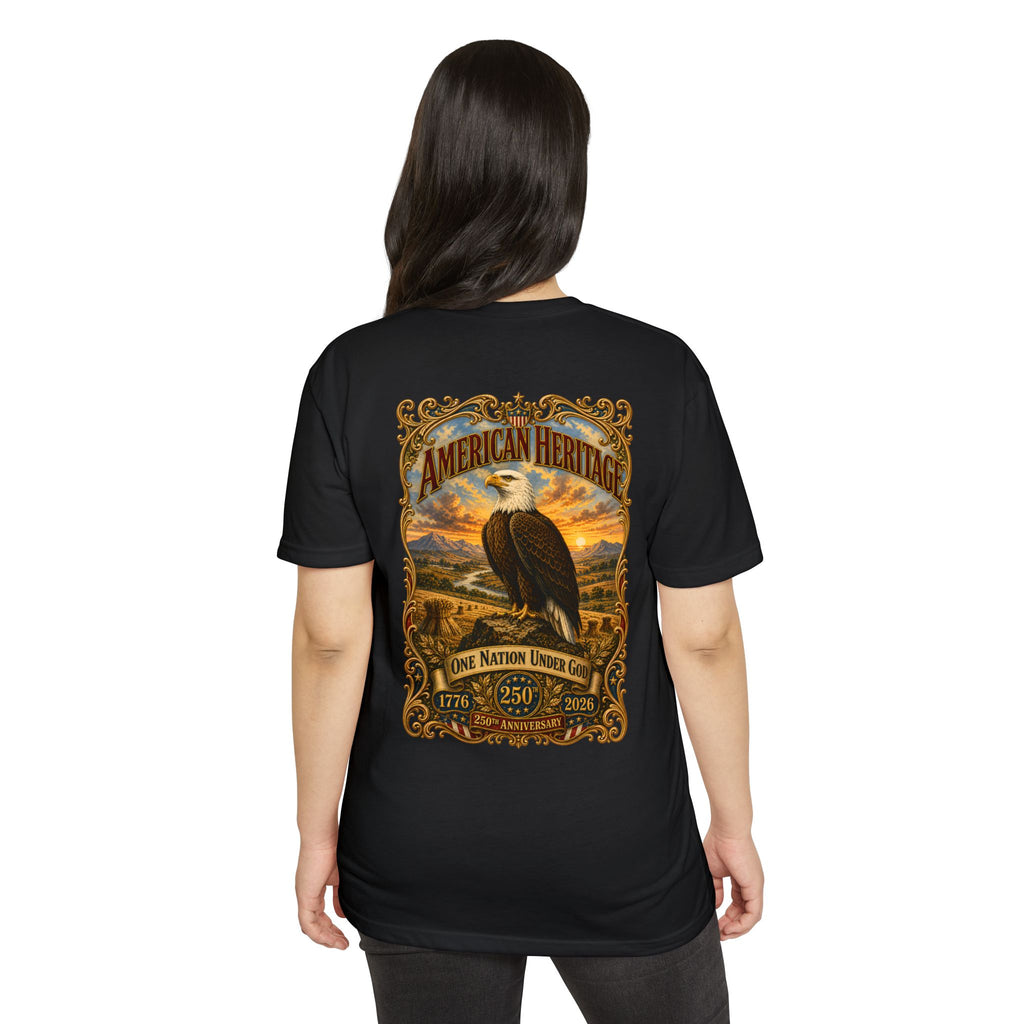 Heritage Print Co - American Heritage - One Nation Under God with Eagle - USA 250 Years - 4th of July - Next Level 6210 CVC Super Soft T-Shirt