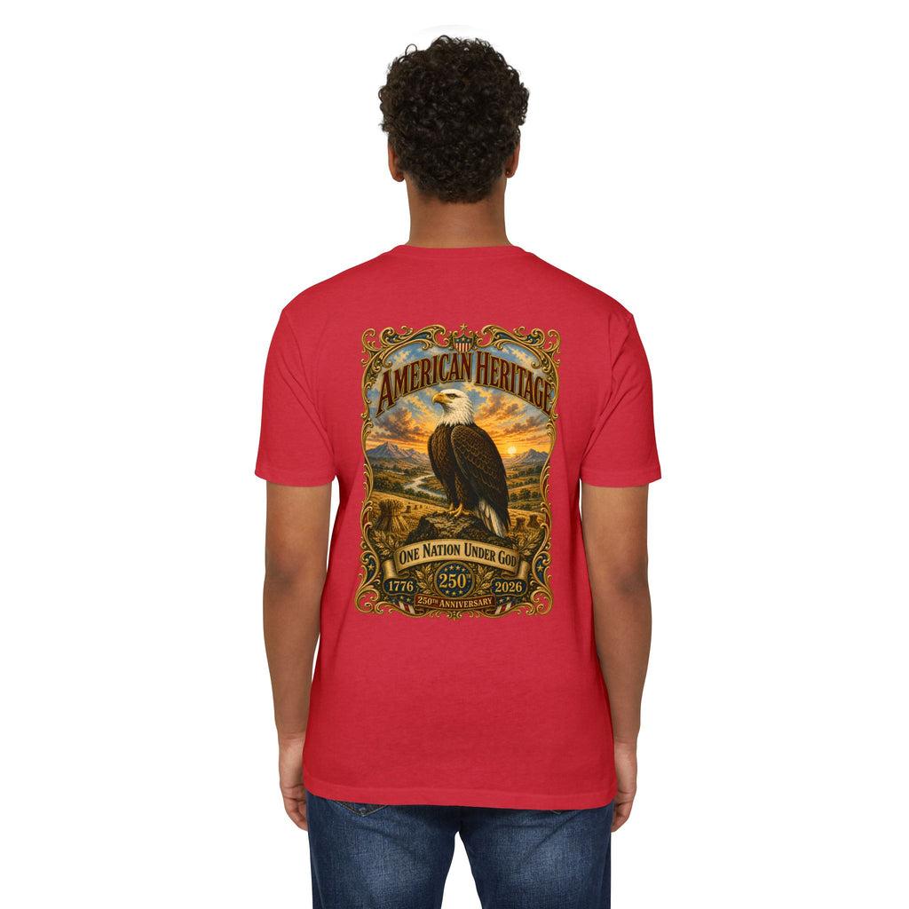 Heritage Print Co - American Heritage - One Nation Under God with Eagle - USA 250 Years - 4th of July - Next Level 6210 CVC Super Soft T-Shirt