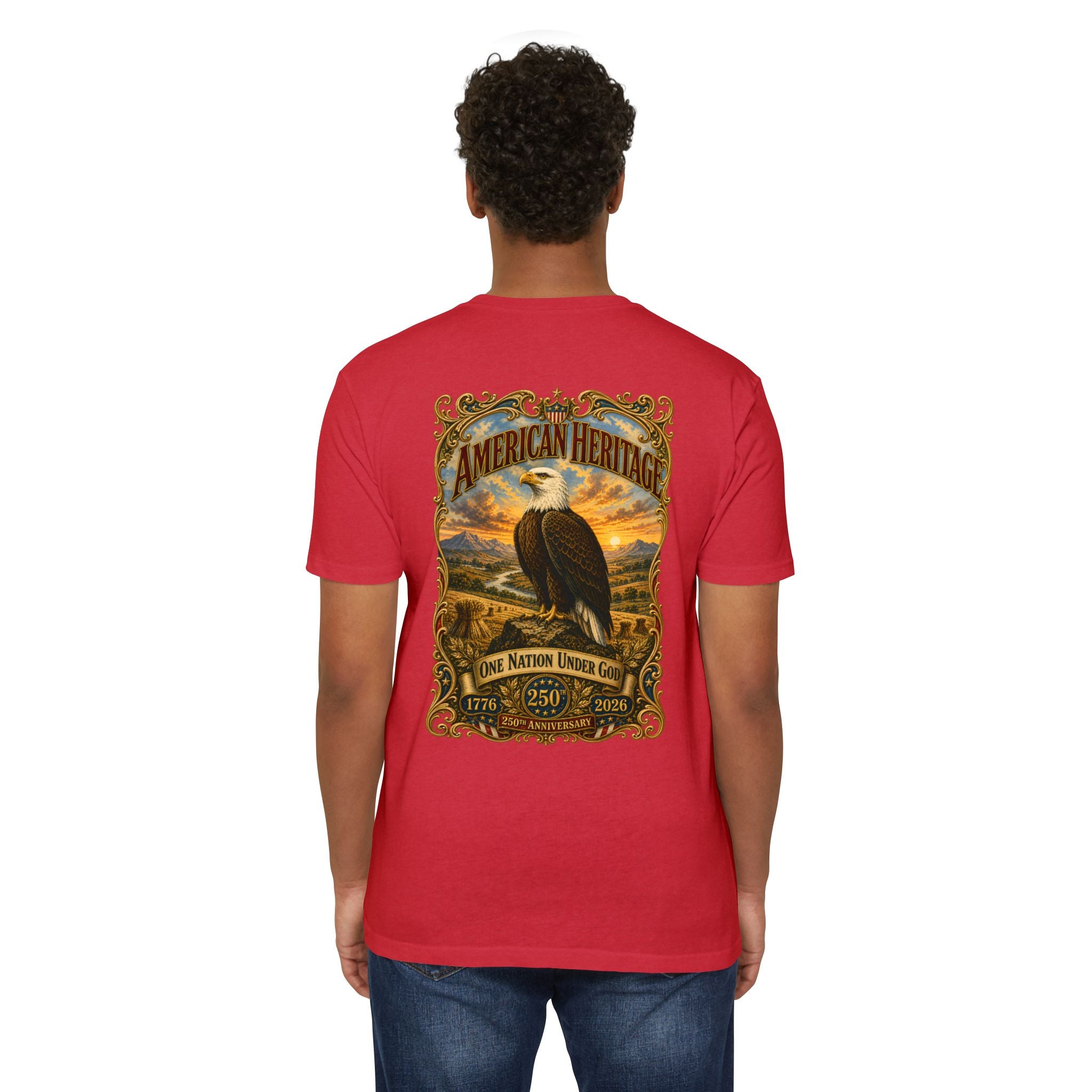 Heritage Print Co - American Heritage - One Nation Under God with Eagle - USA 250 Years - 4th of July - Next Level 6210 CVC Super Soft T-Shirt