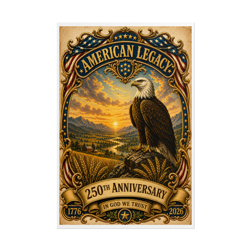 Heritage Print Co - American Legacy - In God We Trust with Eagle - USA 250th Anniversary - 4th of July - Premium Vintage Wall Art
