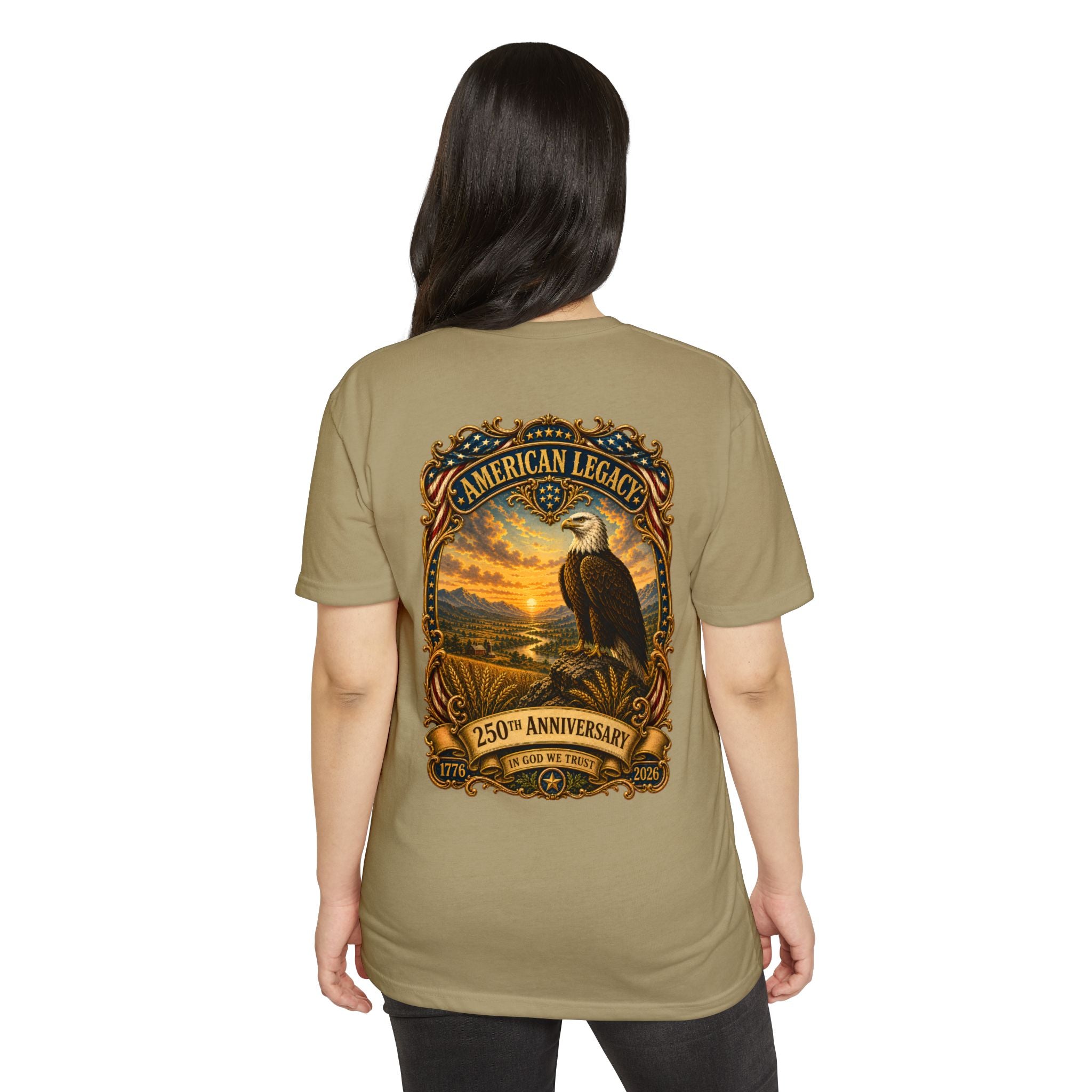 Heritage Print Co - American Legacy - USA 250th Anniversary with Eagle - 4th of July - Next Level 6210 CVC Super Soft T-Shirt