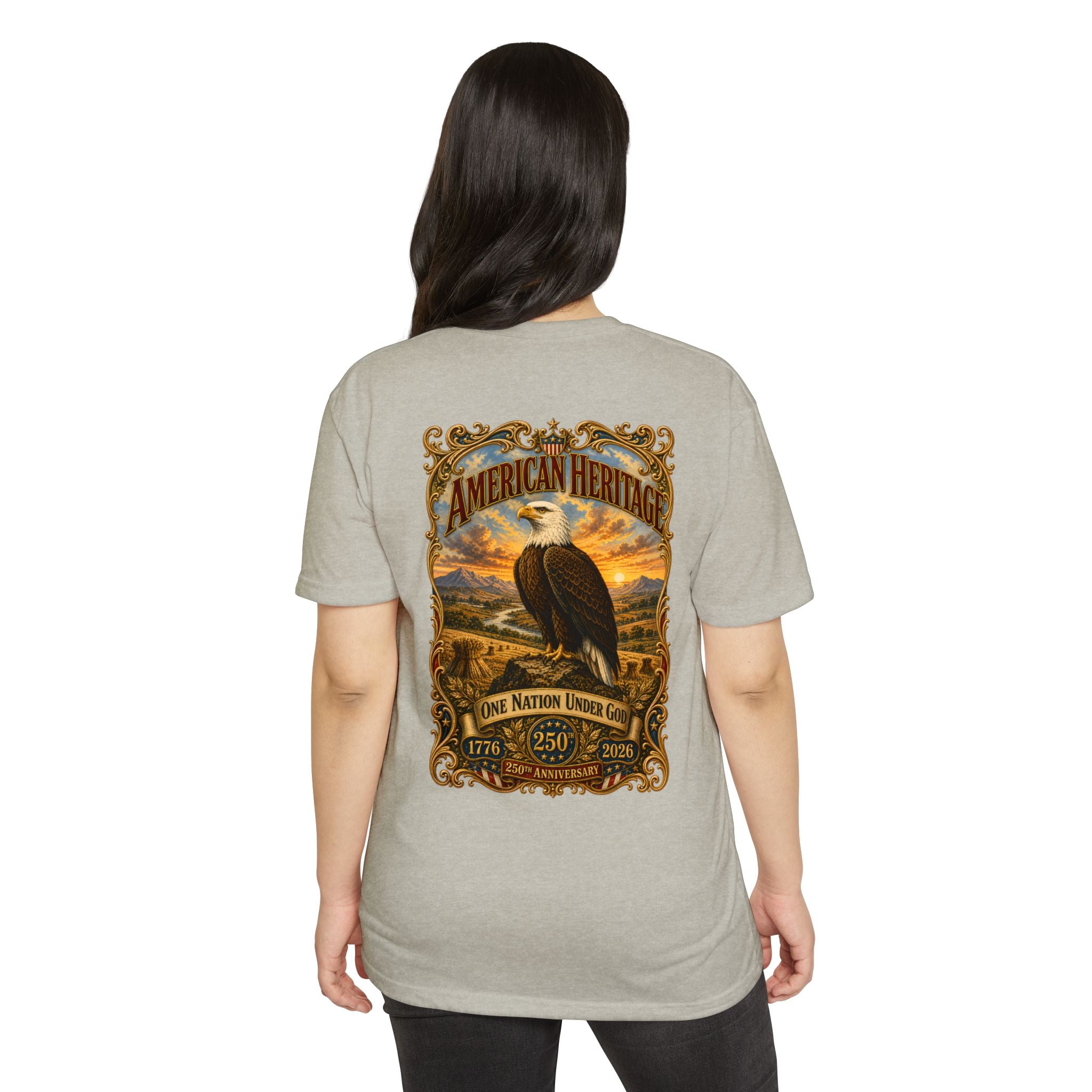 Heritage Print Co - American Heritage - One Nation Under God with Eagle - USA 250 Years - 4th of July - Next Level 6210 CVC Super Soft T-Shirt