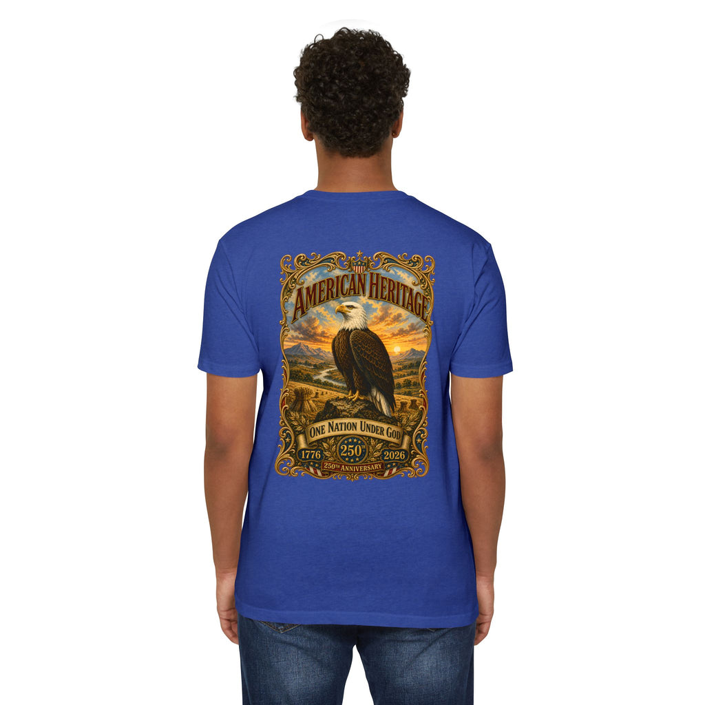 Heritage Print Co - American Heritage - One Nation Under God with Eagle - USA 250 Years - 4th of July - Next Level 6210 CVC Super Soft T-Shirt