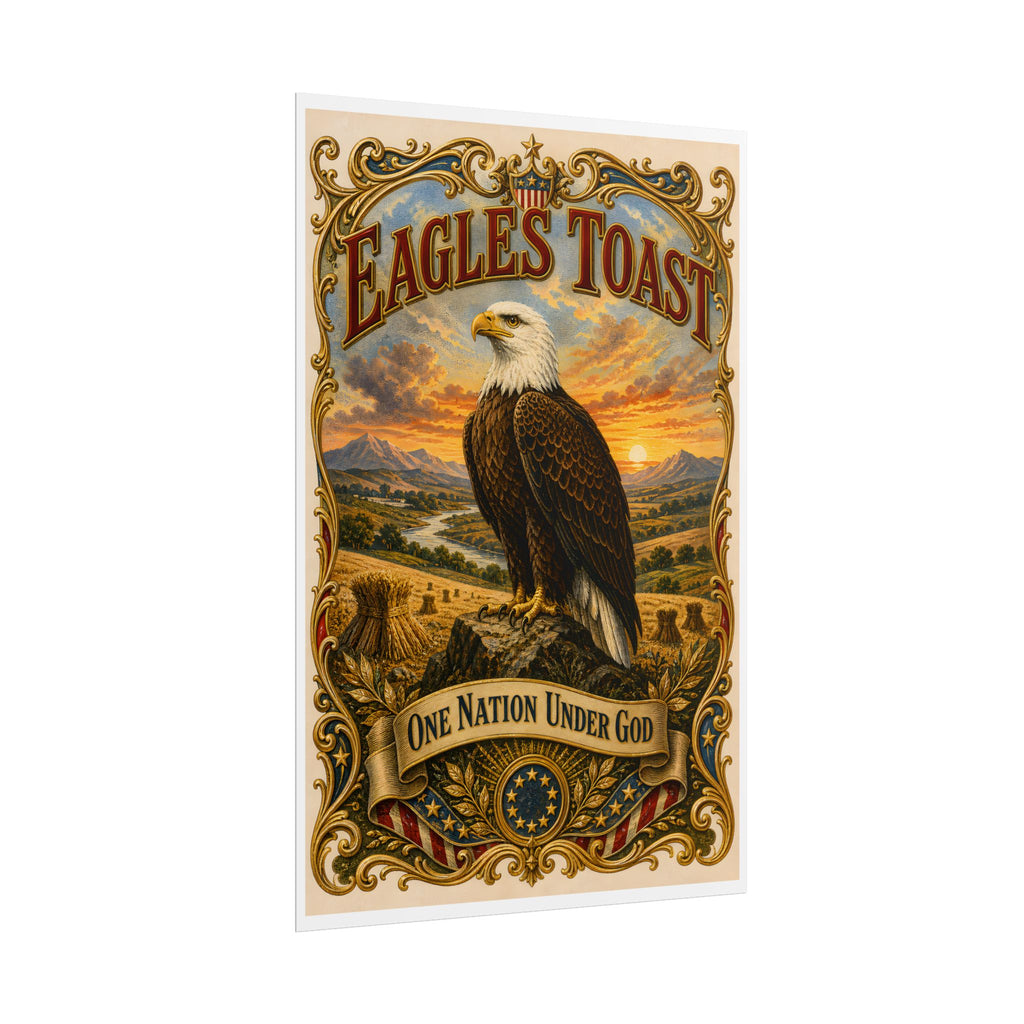 Heritage Print Co - Eagles Toast - American Bald Eagle - One Nation Under God - Premium Vintage Wall Art
