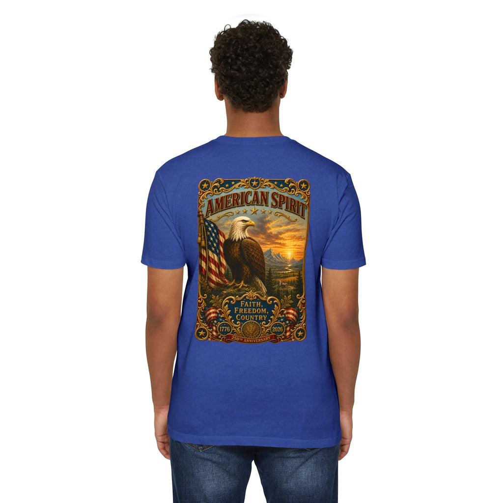 Heritage Print Co - American Spirit - Faith Freedom Country with Eagle - USA 250 years - 4th of July - Next Level 6210 CVC Super Soft T-Shirt