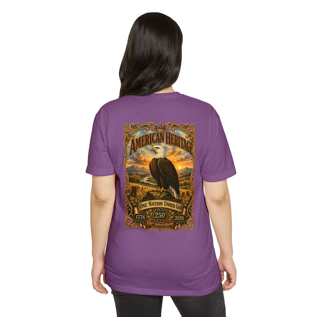 Heritage Print Co - American Heritage - One Nation Under God with Eagle - USA 250 Years - 4th of July - Next Level 6210 CVC Super Soft T-Shirt