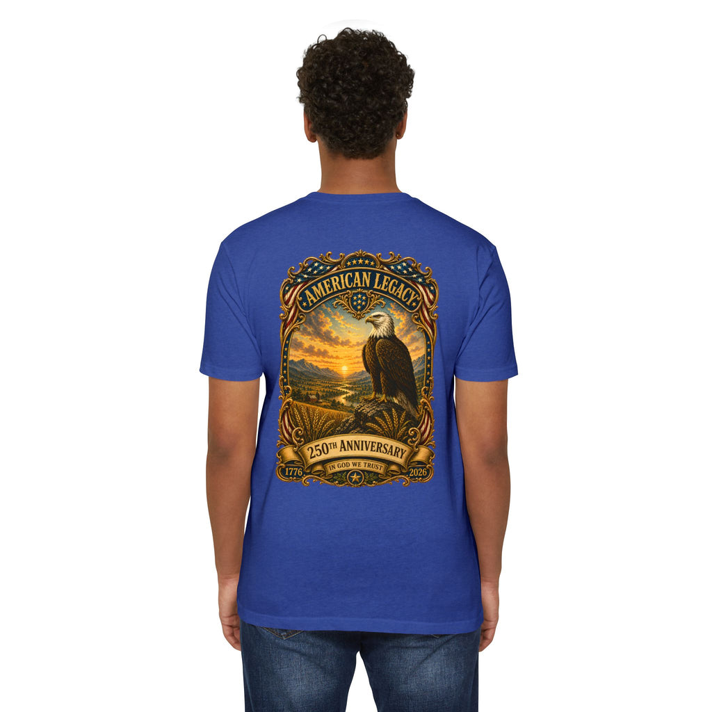 Heritage Print Co - American Legacy - USA 250th Anniversary with Eagle - 4th of July - Next Level 6210 CVC Super Soft T-Shirt