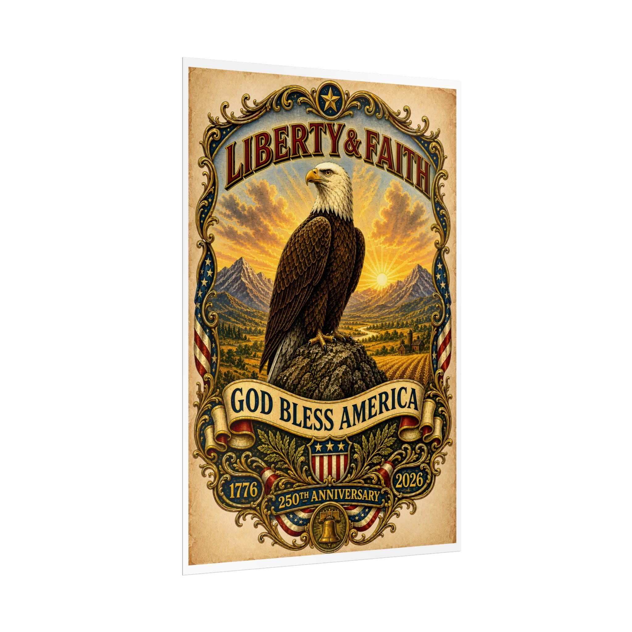 Heritage Print Co - Eagles Toast - American Bald Eagle - One Nation Under God - Premium Vintage Wall Art