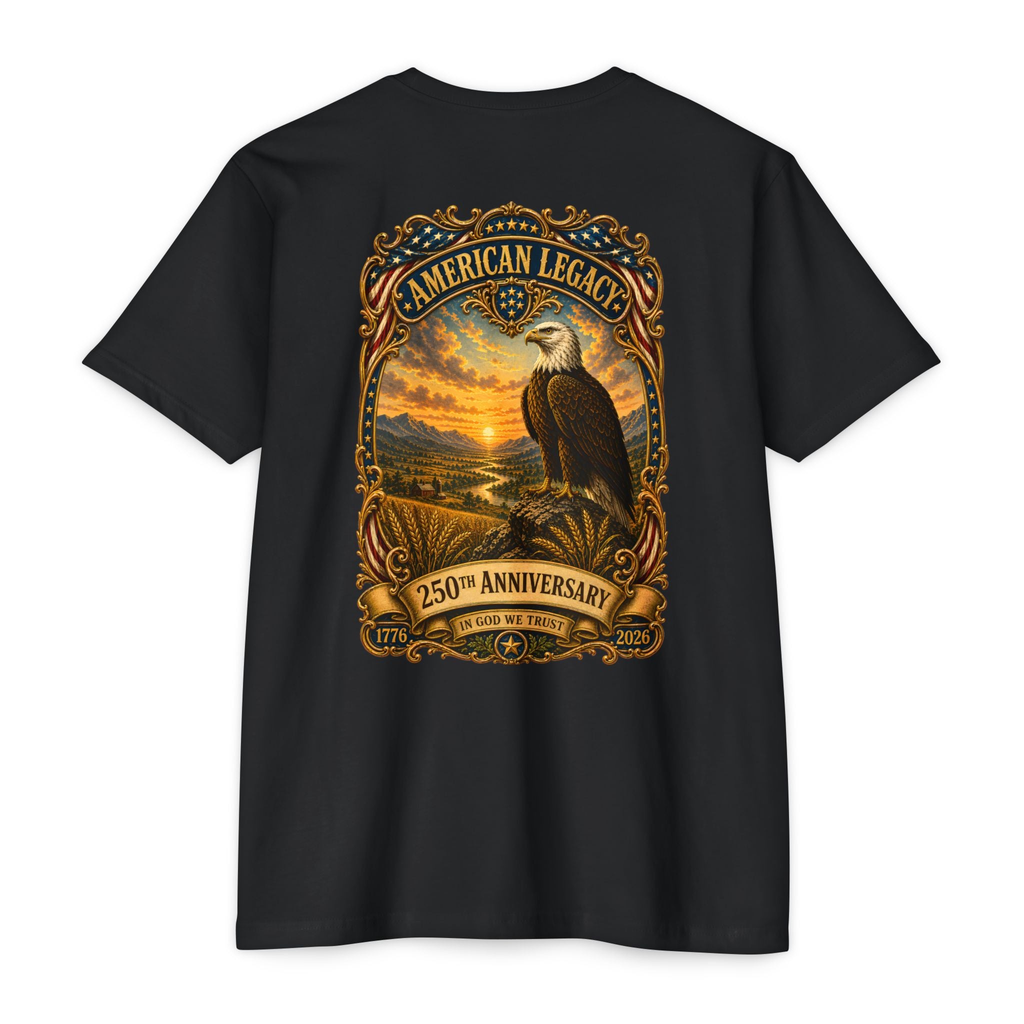 Heritage Print Co - American Legacy - USA 250th Anniversary with Eagle - 4th of July - Next Level 6210 CVC Super Soft T-Shirt