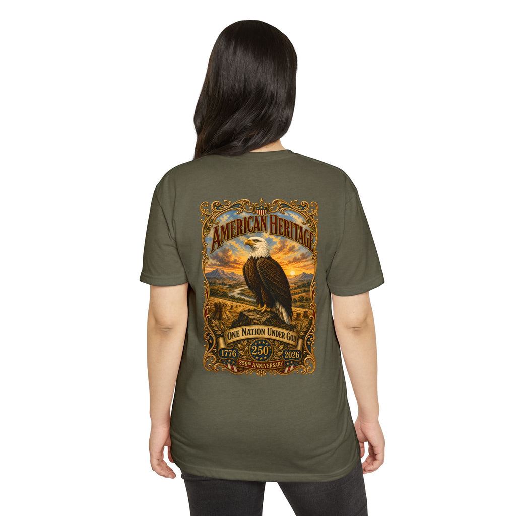 Heritage Print Co - American Heritage - One Nation Under God with Eagle - USA 250 Years - 4th of July - Next Level 6210 CVC Super Soft T-Shirt