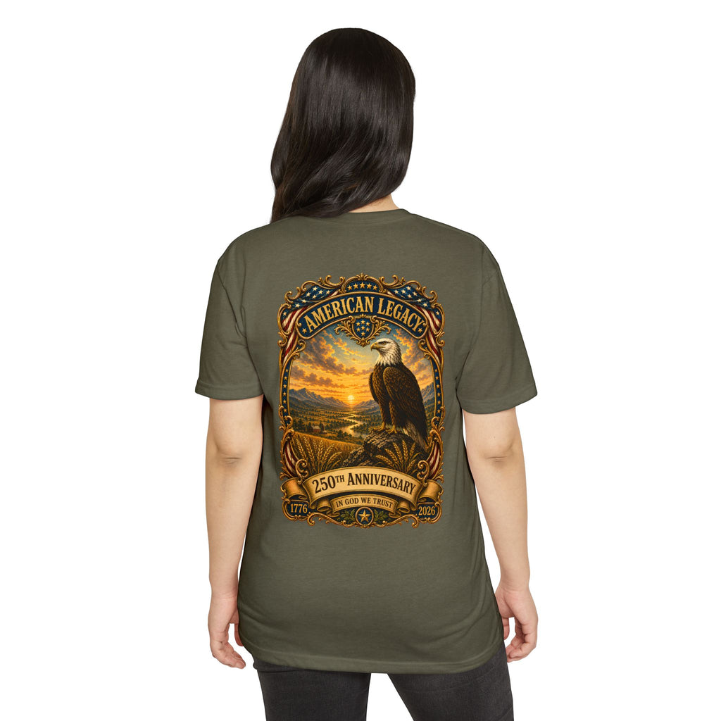 Heritage Print Co - American Legacy - USA 250th Anniversary with Eagle - 4th of July - Next Level 6210 CVC Super Soft T-Shirt