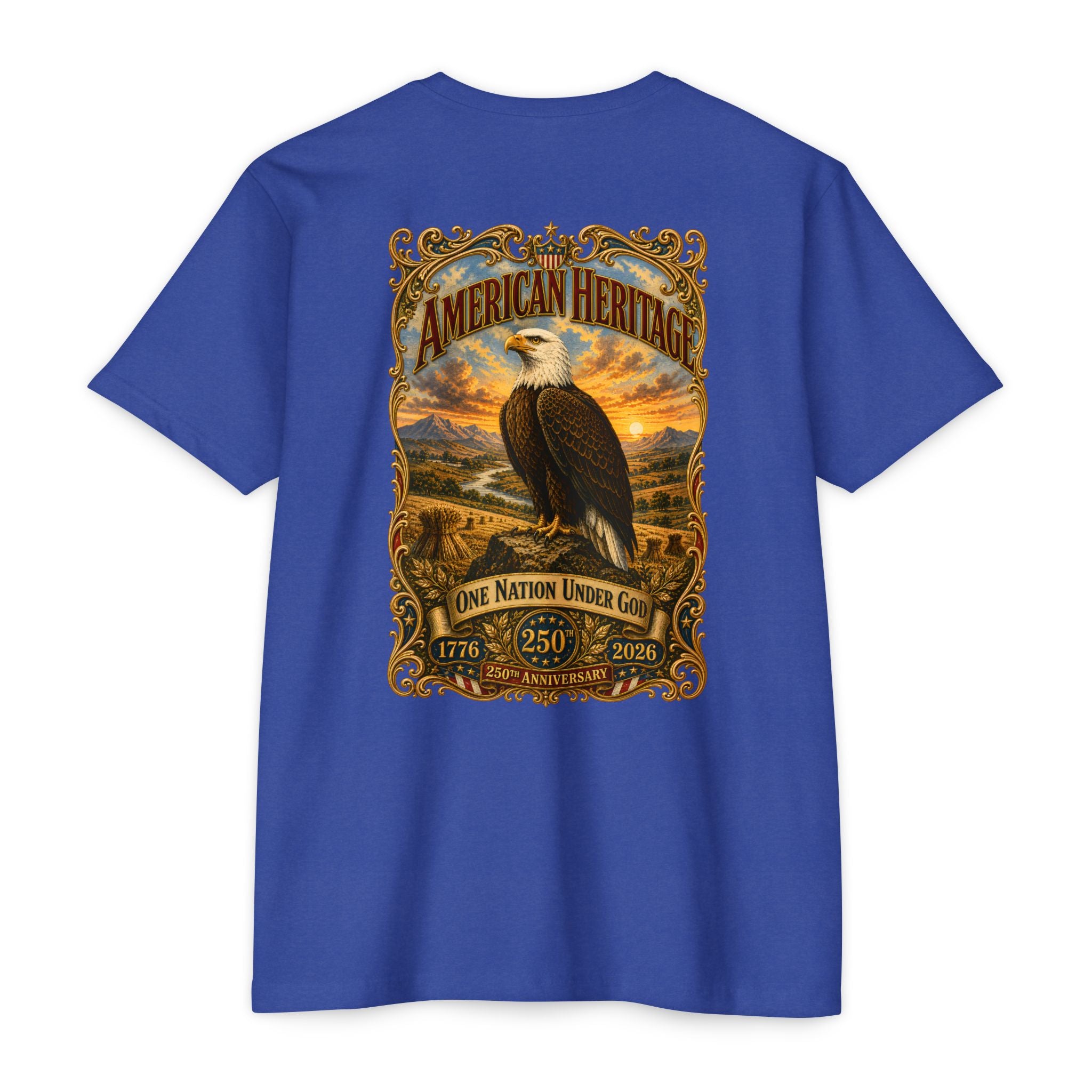 Heritage Print Co - American Heritage - One Nation Under God with Eagle - USA 250 Years - 4th of July - Next Level 6210 CVC Super Soft T-Shirt