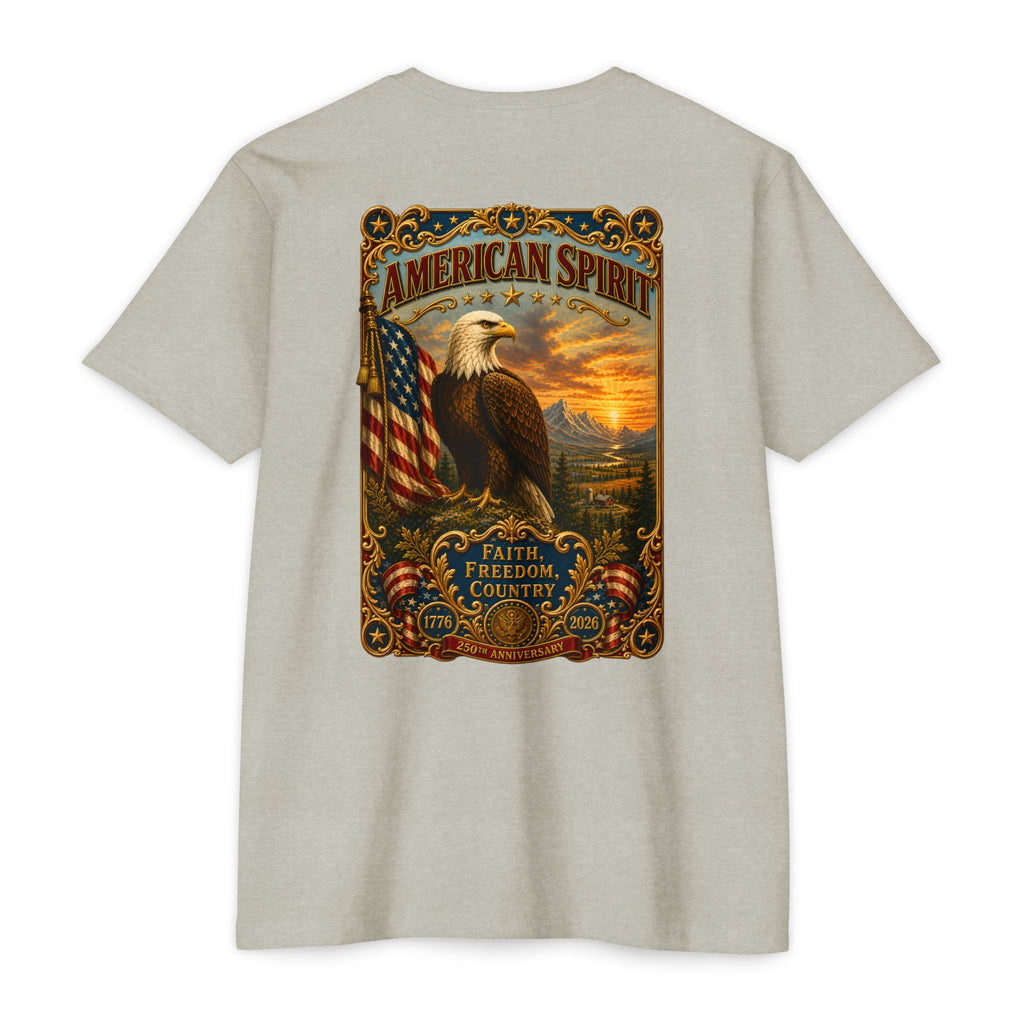 Heritage Print Co - American Spirit - Faith Freedom Country with Eagle - USA 250 years - 4th of July - Next Level 6210 CVC Super Soft T-Shirt