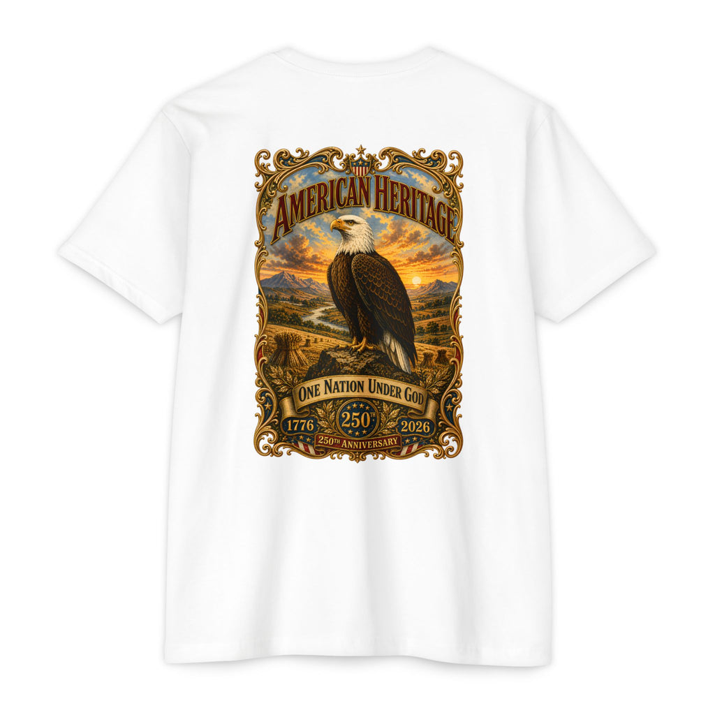 Heritage Print Co - American Heritage - One Nation Under God with Eagle - USA 250 Years - 4th of July - Next Level 6210 CVC Super Soft T-Shirt