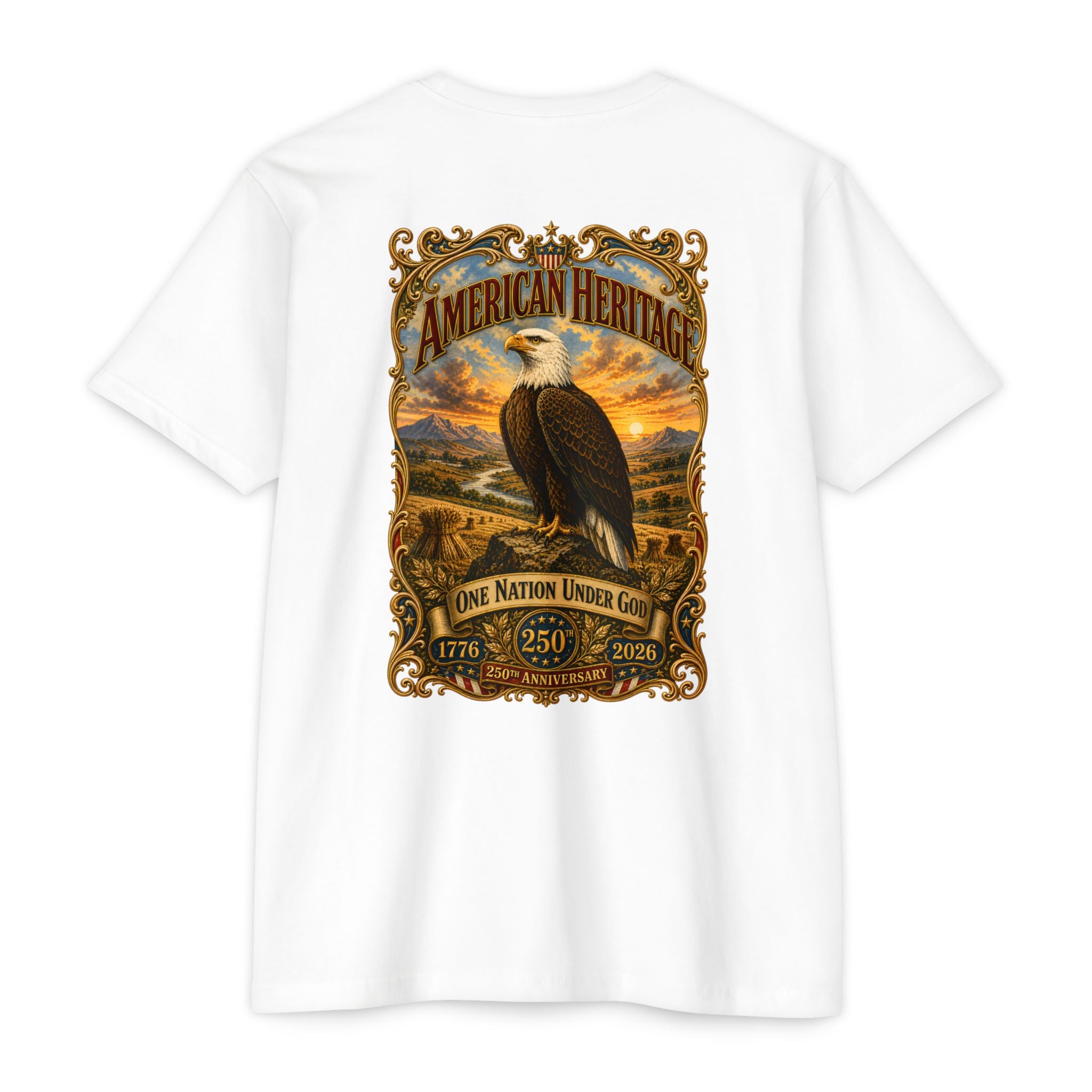 Heritage Print Co - American Heritage - One Nation Under God with Eagle - USA 250 Years - 4th of July - Next Level 6210 CVC Super Soft T-Shirt