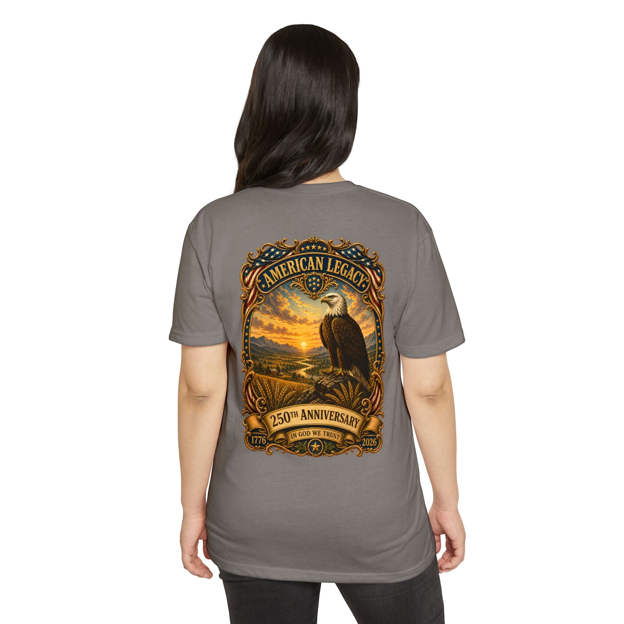Heritage Print Co - American Legacy - USA 250th Anniversary with Eagle - 4th of July - Next Level 6210 CVC Super Soft T-Shirt