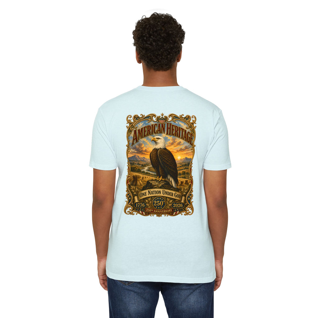 Heritage Print Co - American Heritage - One Nation Under God with Eagle - USA 250 Years - 4th of July - Next Level 6210 CVC Super Soft T-Shirt