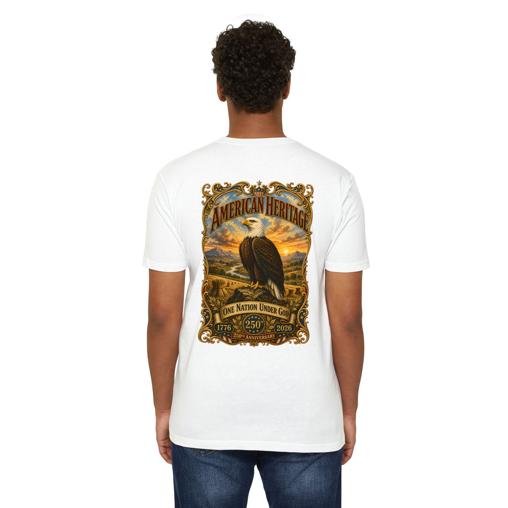 Heritage Print Co - American Heritage - One Nation Under God with Eagle - USA 250 Years - 4th of July - Next Level 6210 CVC Super Soft T-Shirt