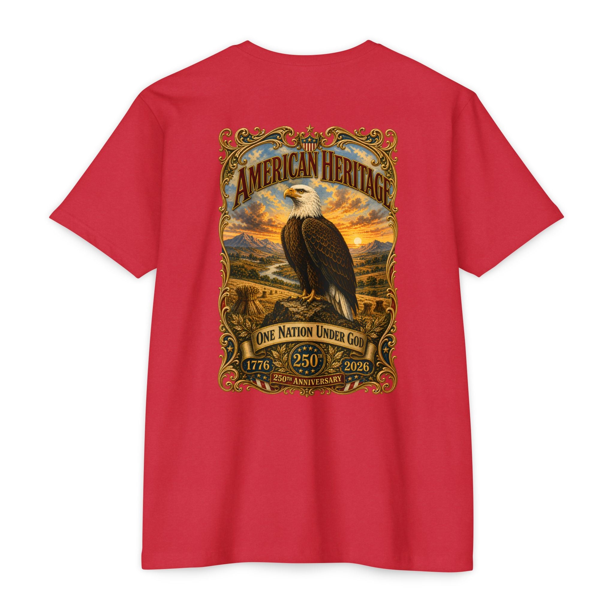 Heritage Print Co - American Heritage - One Nation Under God with Eagle - USA 250 Years - 4th of July - Next Level 6210 CVC Super Soft T-Shirt