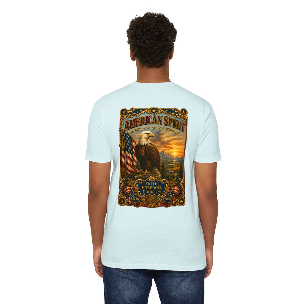 Heritage Print Co - American Spirit - Faith Freedom Country with Eagle - USA 250 years - 4th of July - Next Level 6210 CVC Super Soft T-Shirt