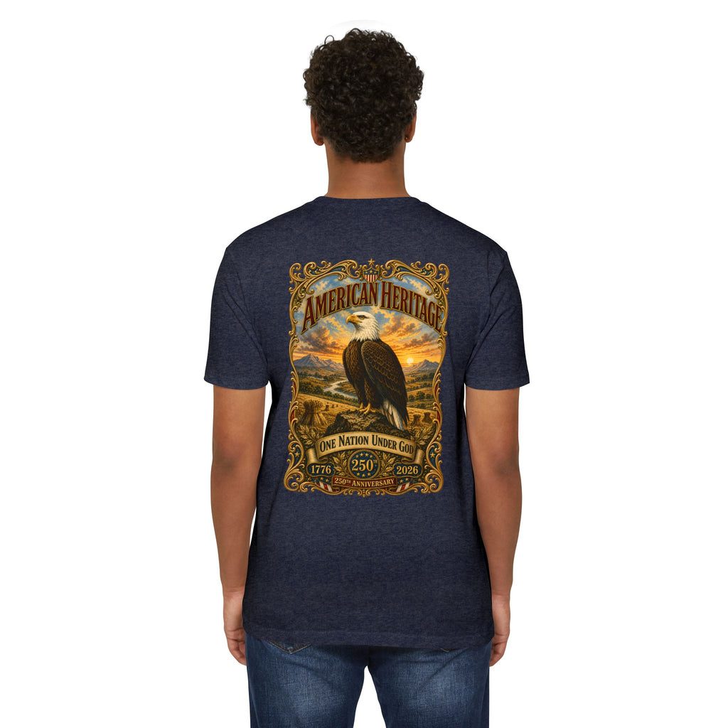 Heritage Print Co - American Heritage - One Nation Under God with Eagle - USA 250 Years - 4th of July - Next Level 6210 CVC Super Soft T-Shirt