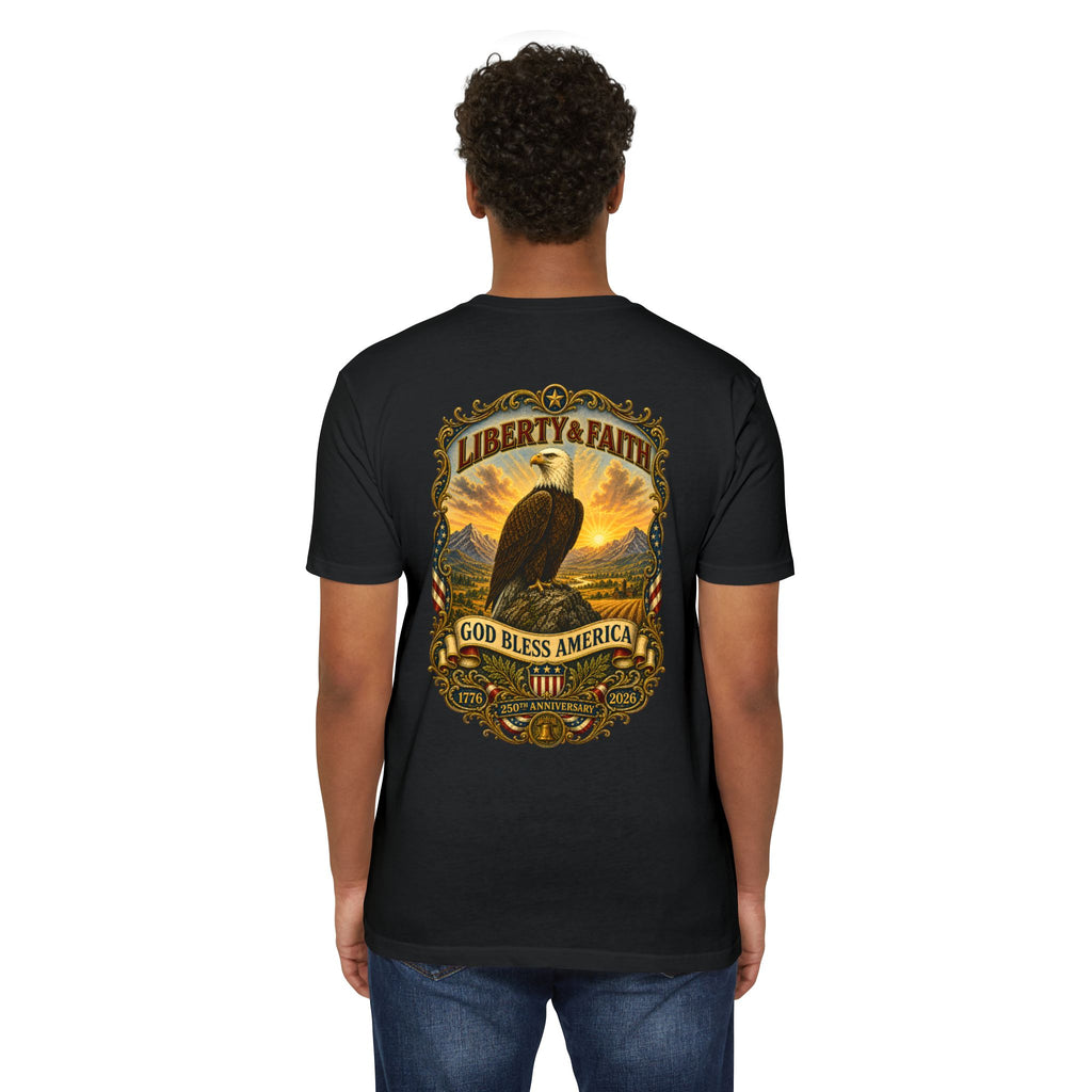 Heritage Print Co - Liberty & Faith Eagle - God Bless America - USA 250 years - 4th of July - Next Level 6210 CVC Super Soft T-Shirt