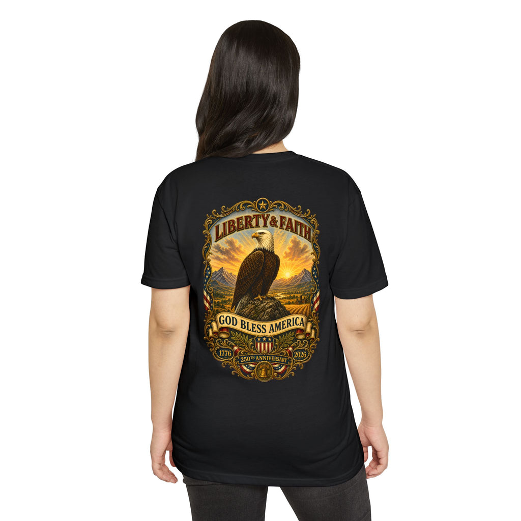 Heritage Print Co - Liberty & Faith Eagle - God Bless America - USA 250 years - 4th of July - Next Level 6210 CVC Super Soft T-Shirt