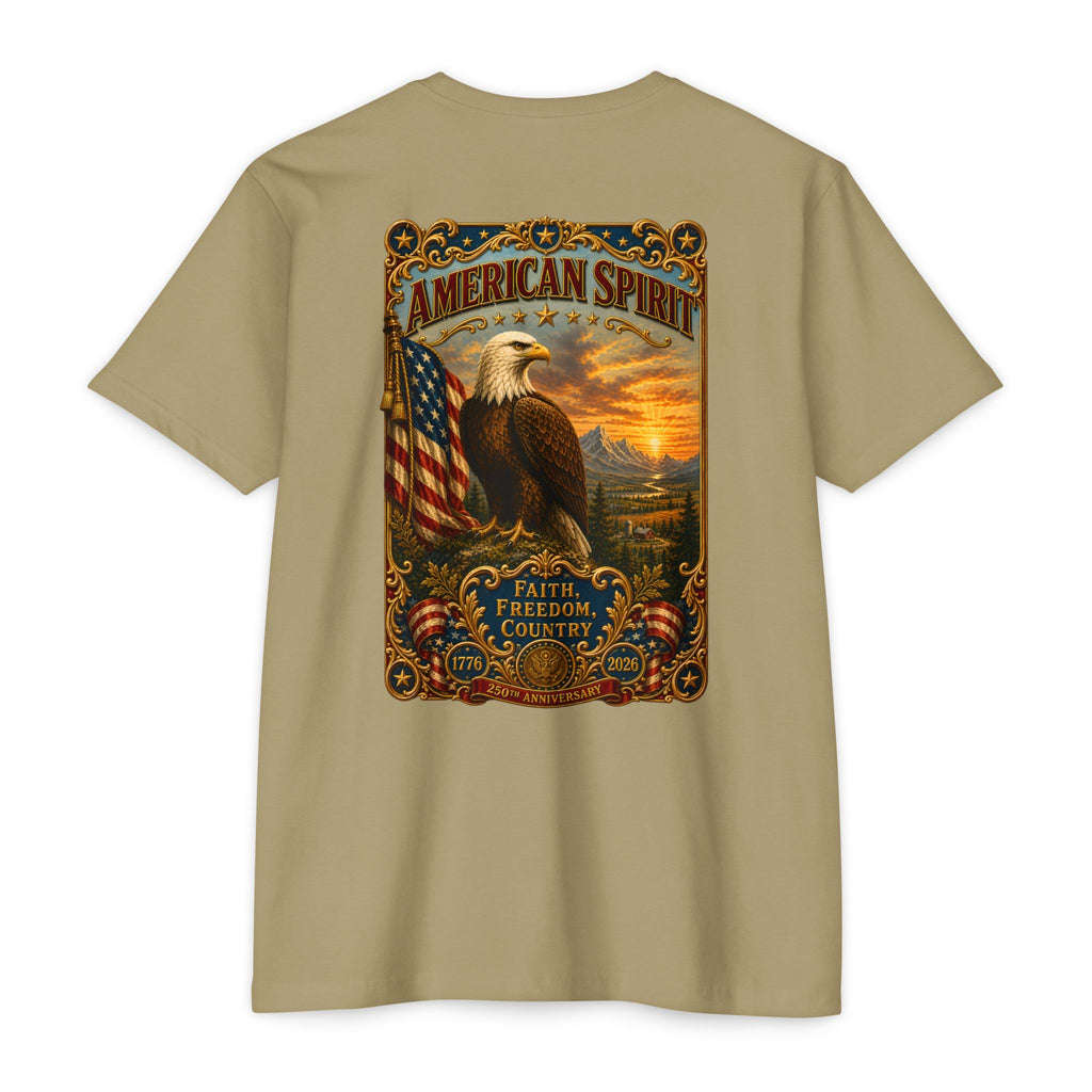 Heritage Print Co - American Spirit - Faith Freedom Country with Eagle - USA 250 years - 4th of July - Next Level 6210 CVC Super Soft T-Shirt