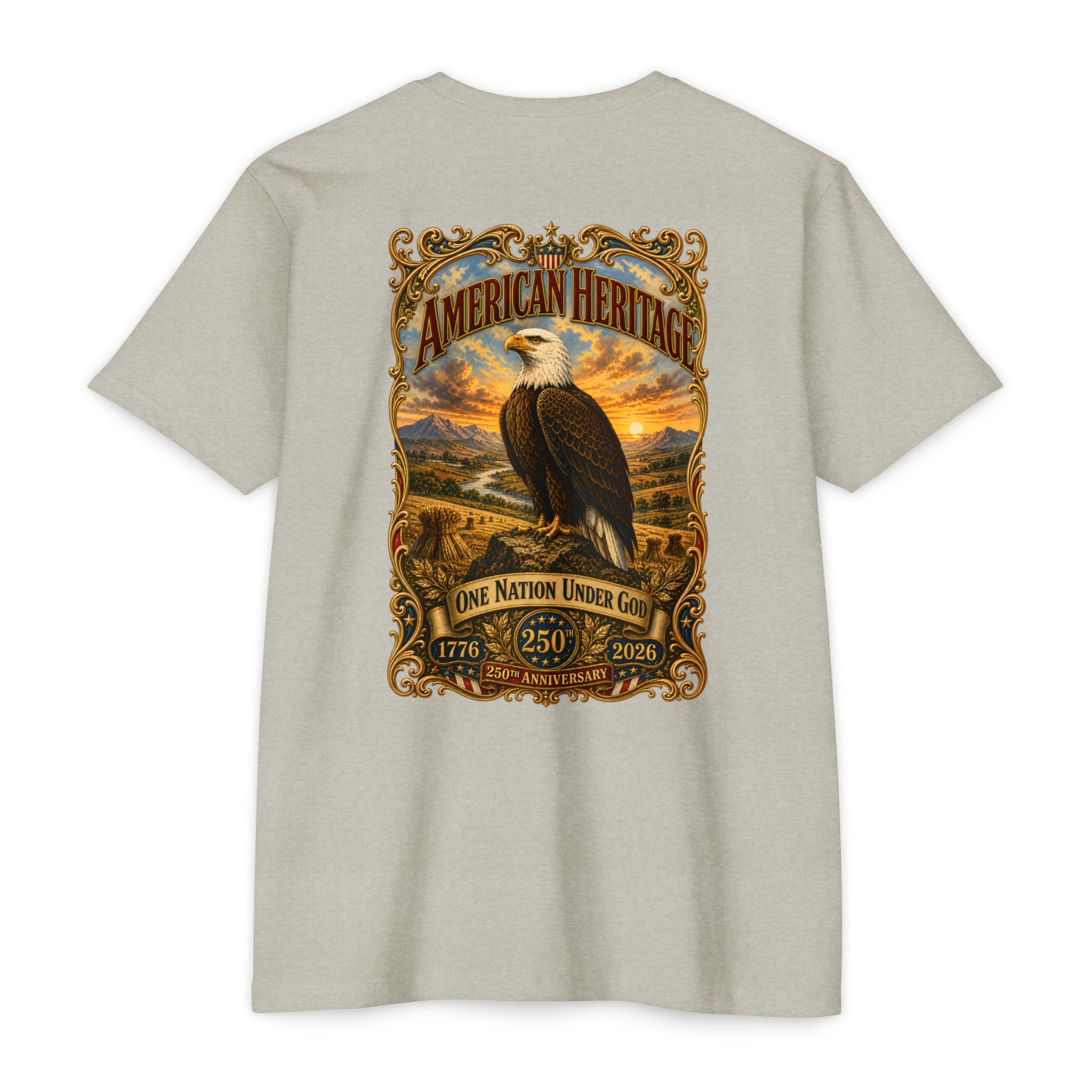 Heritage Print Co - American Heritage - One Nation Under God with Eagle - USA 250 Years - 4th of July - Next Level 6210 CVC Super Soft T-Shirt