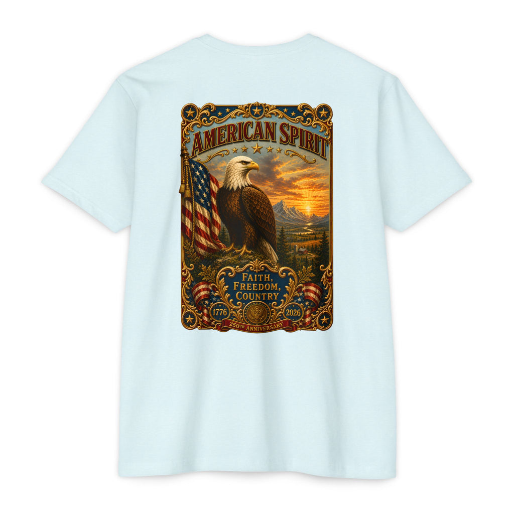 Heritage Print Co - American Spirit - Faith Freedom Country with Eagle - USA 250 years - 4th of July - Next Level 6210 CVC Super Soft T-Shirt