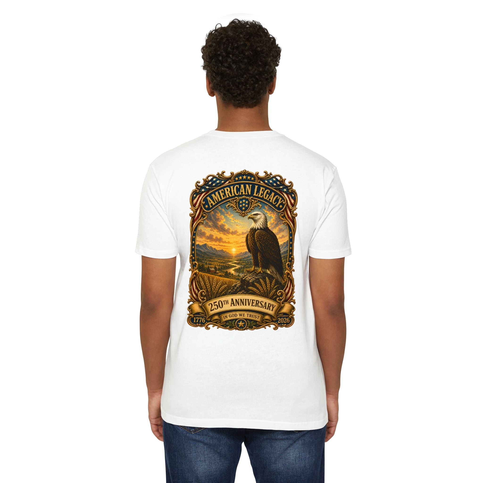 Heritage Print Co - American Legacy - USA 250th Anniversary with Eagle - 4th of July - Next Level 6210 CVC Super Soft T-Shirt