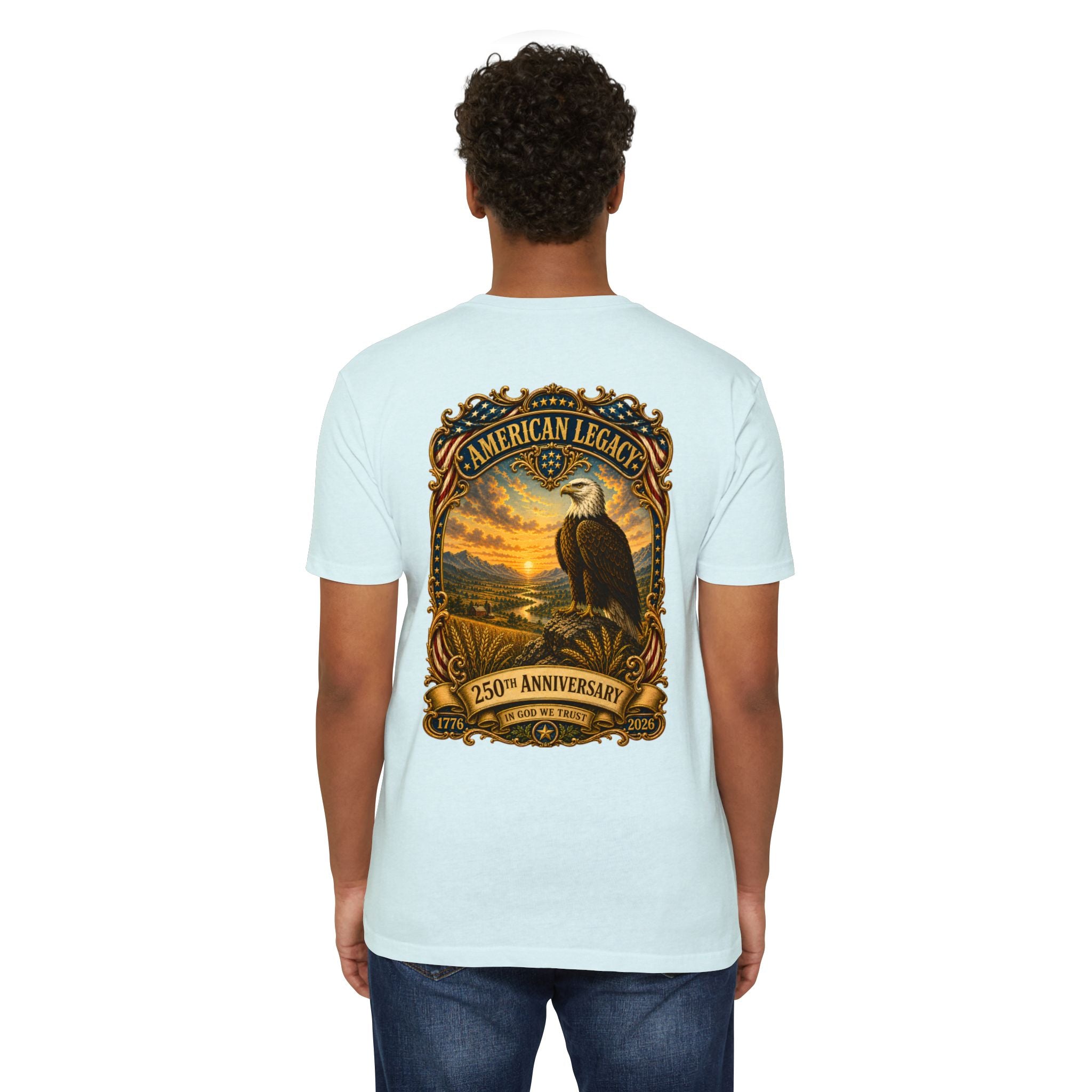 Heritage Print Co - American Legacy - USA 250th Anniversary with Eagle - 4th of July - Next Level 6210 CVC Super Soft T-Shirt