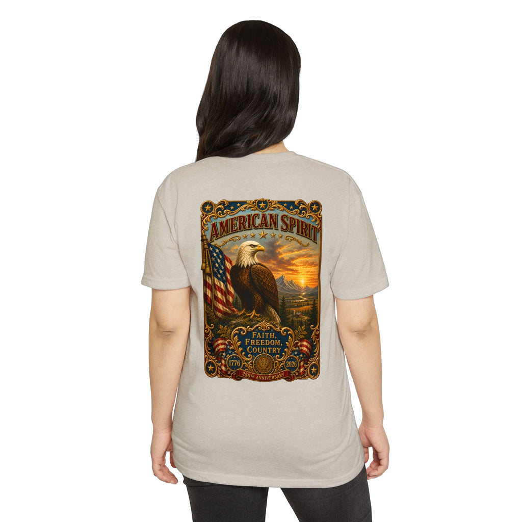Heritage Print Co - American Spirit - Faith Freedom Country with Eagle - USA 250 years - 4th of July - Next Level 6210 CVC Super Soft T-Shirt