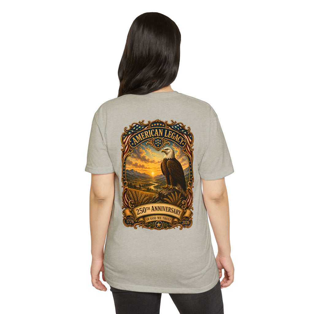 Heritage Print Co - American Legacy - USA 250th Anniversary with Eagle - 4th of July - Next Level 6210 CVC Super Soft T-Shirt