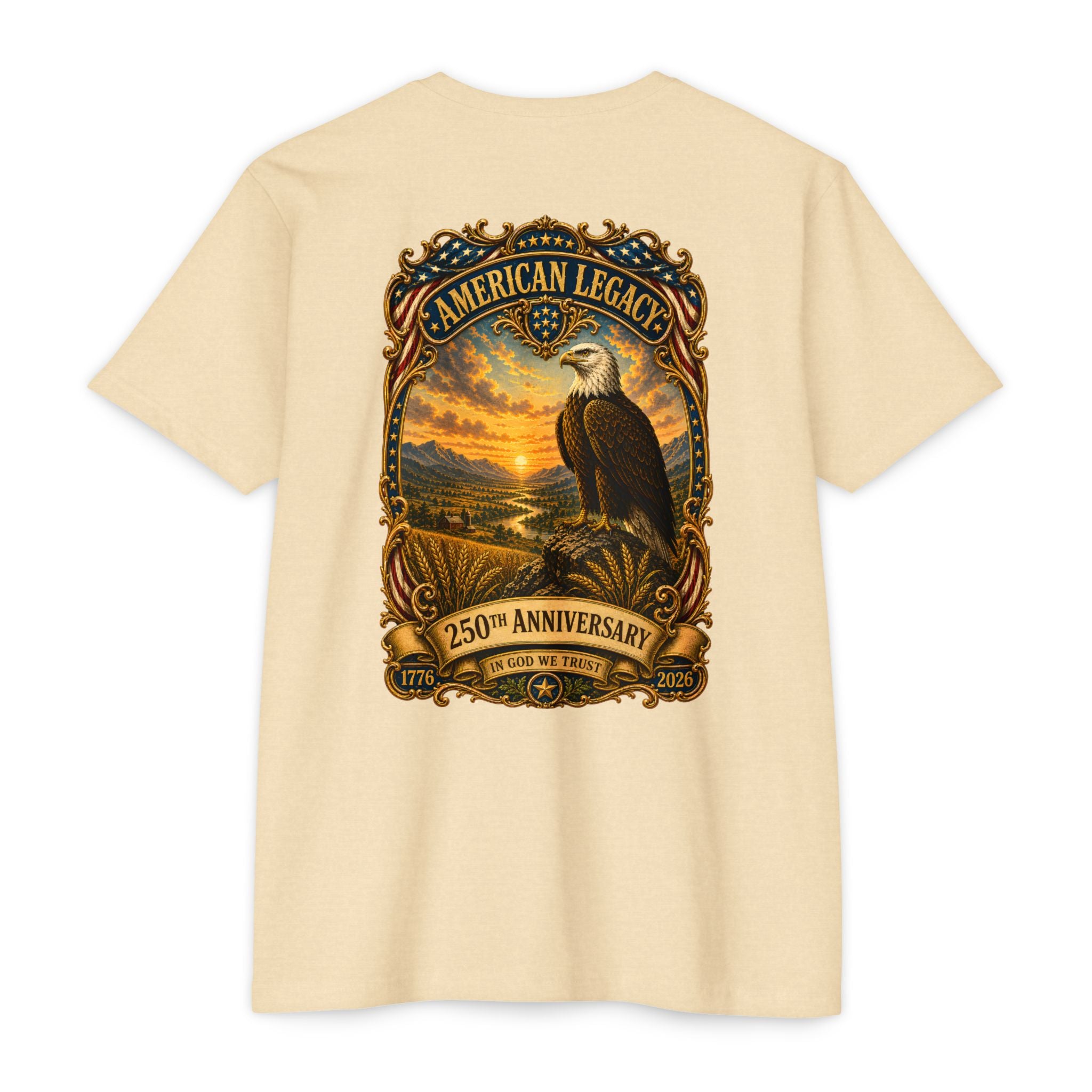 Heritage Print Co - American Legacy - USA 250th Anniversary with Eagle - 4th of July - Next Level 6210 CVC Super Soft T-Shirt