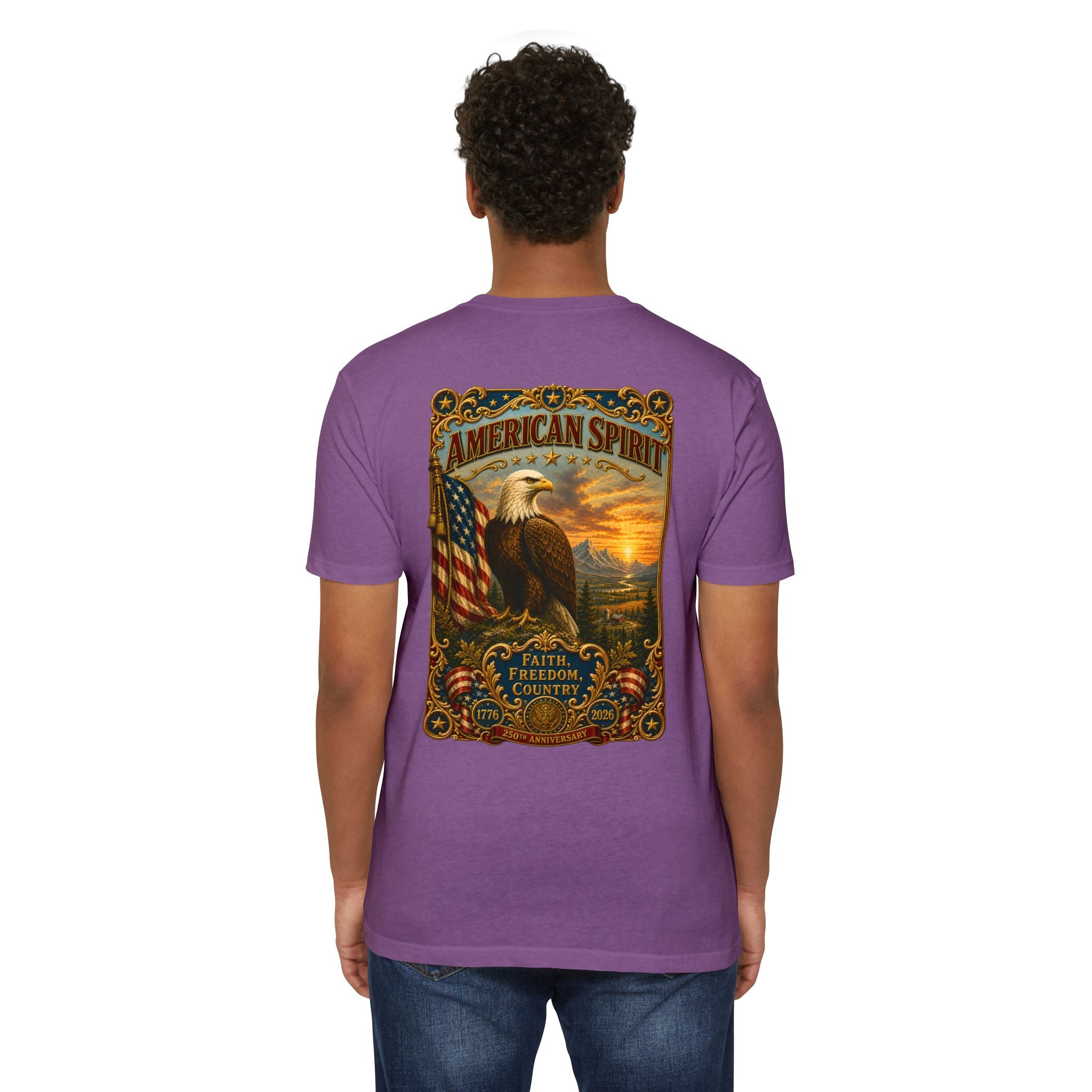 Heritage Print Co - American Spirit - Faith Freedom Country with Eagle - USA 250 years - 4th of July - Next Level 6210 CVC Super Soft T-Shirt