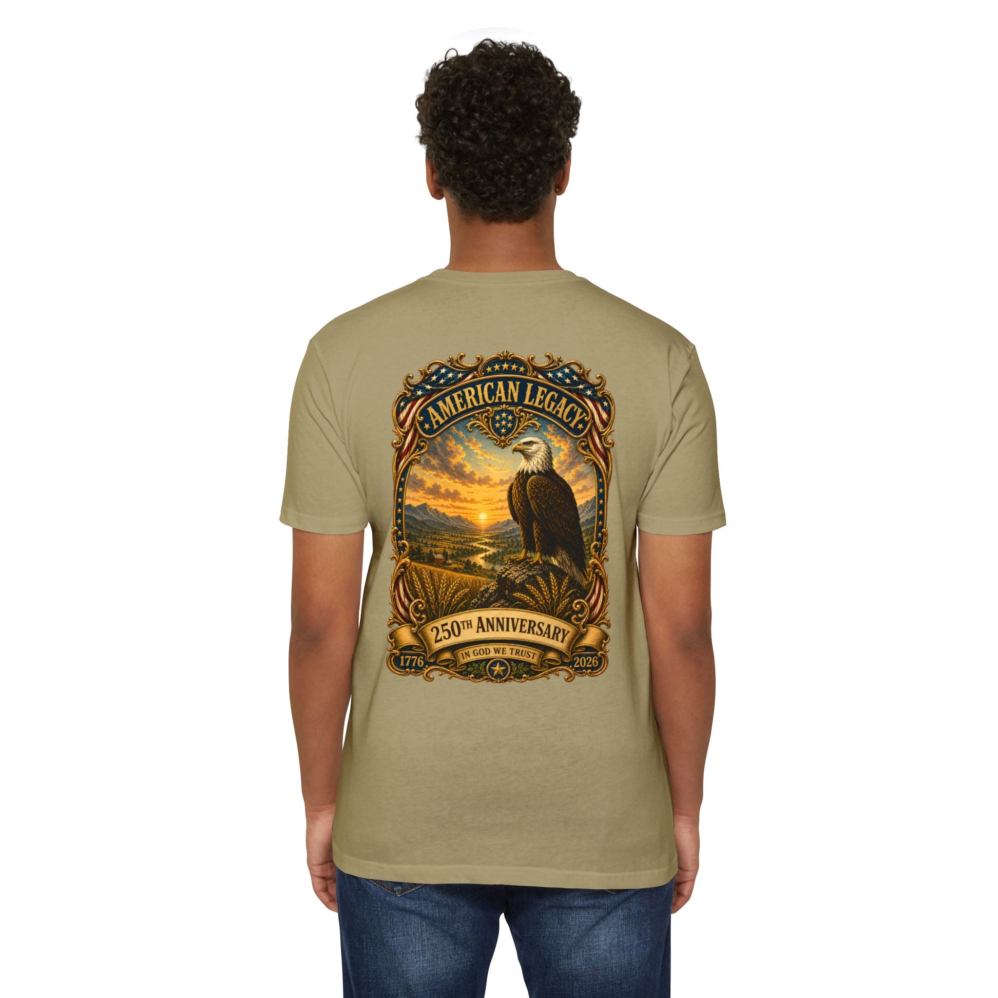 Heritage Print Co - American Legacy - USA 250th Anniversary with Eagle - 4th of July - Next Level 6210 CVC Super Soft T-Shirt
