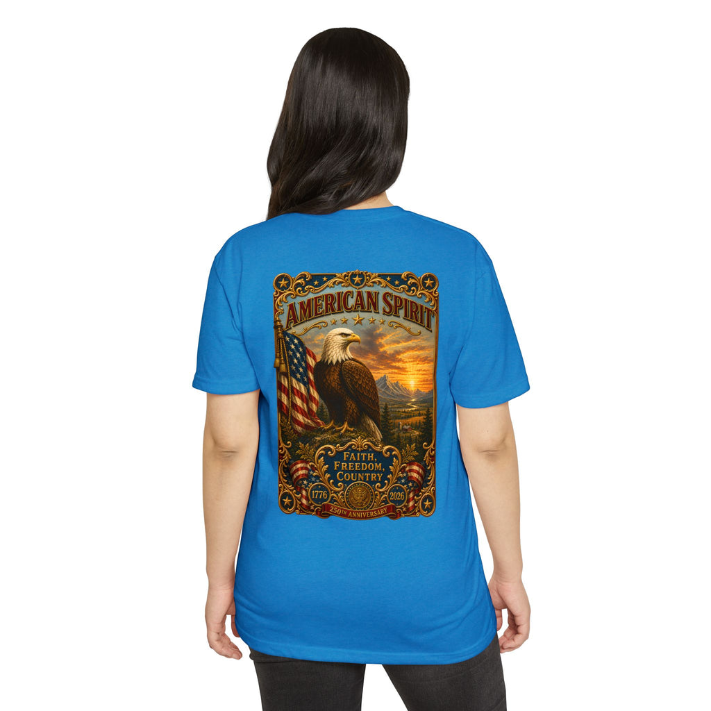 Heritage Print Co - American Spirit - Faith Freedom Country with Eagle - USA 250 years - 4th of July - Next Level 6210 CVC Super Soft T-Shirt