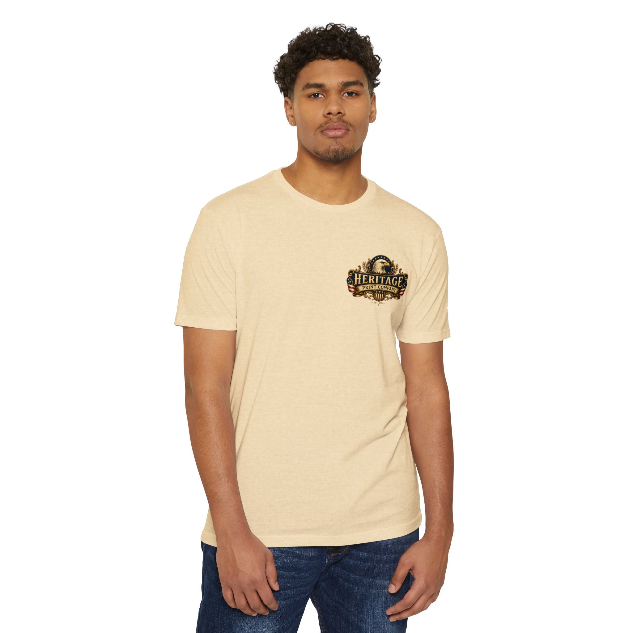 Heritage Print Co - One Nation Under God with Eagle - USA 250th Anniversary 4th of July - Next Level 6210 CVC Super Soft T-Shirt