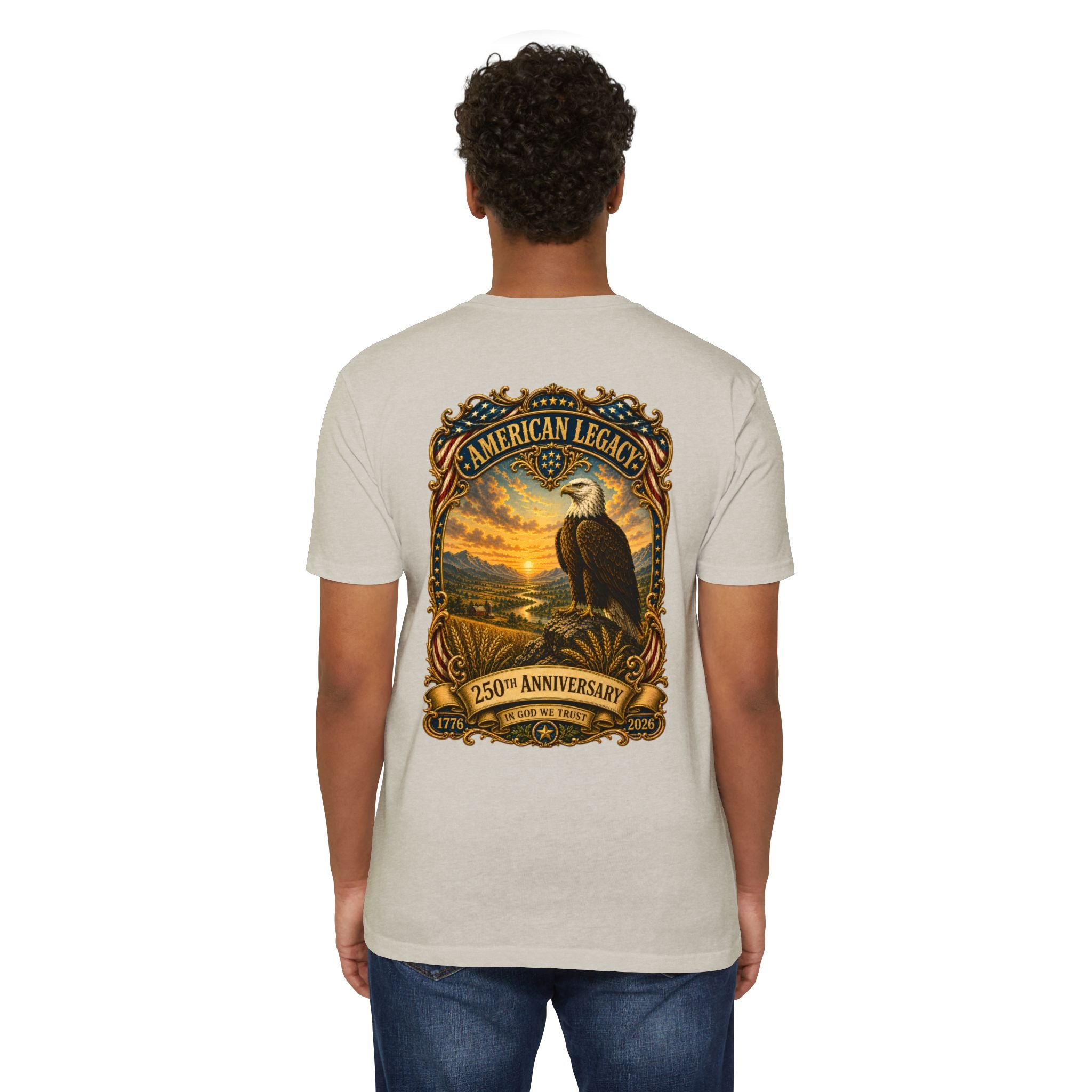 Heritage Print Co - American Legacy - USA 250th Anniversary with Eagle - 4th of July - Next Level 6210 CVC Super Soft T-Shirt