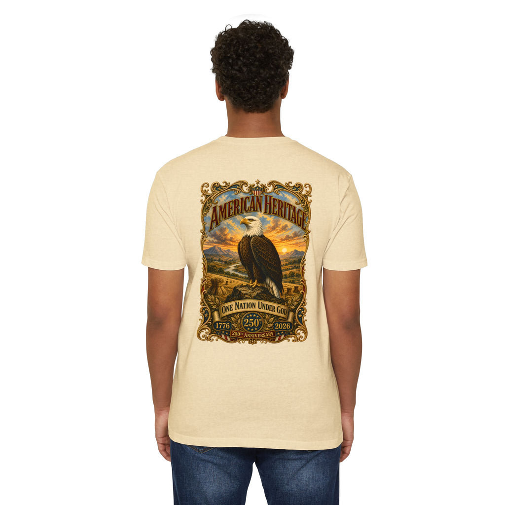 Heritage Print Co - American Heritage - One Nation Under God with Eagle - USA 250 Years - 4th of July - Next Level 6210 CVC Super Soft T-Shirt