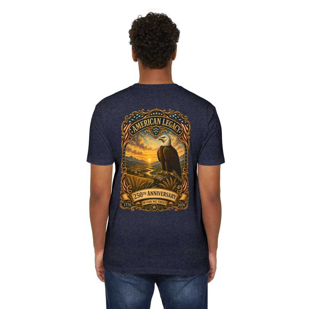Heritage Print Co - American Legacy - USA 250th Anniversary with Eagle - 4th of July - Next Level 6210 CVC Super Soft T-Shirt