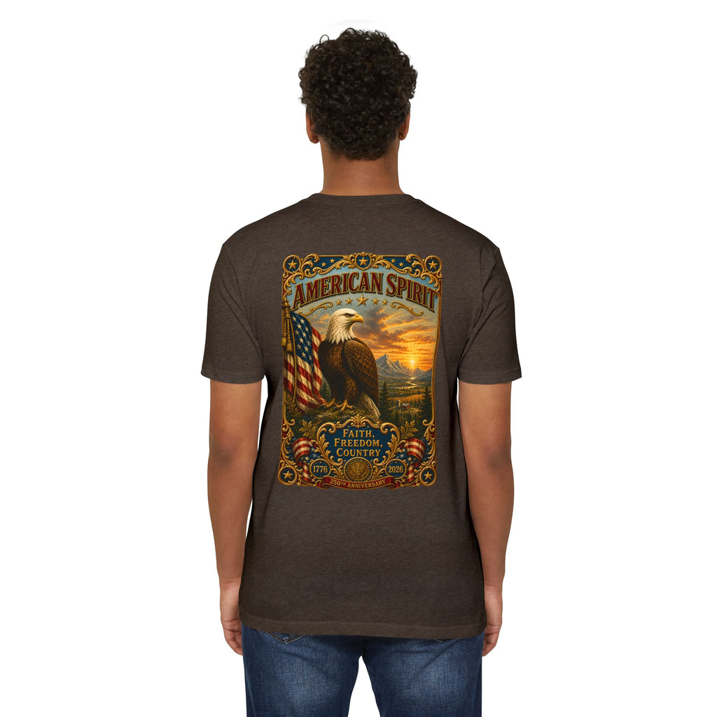 Heritage Print Co - American Spirit - Faith Freedom Country with Eagle - USA 250 years - 4th of July - Next Level 6210 CVC Super Soft T-Shirt
