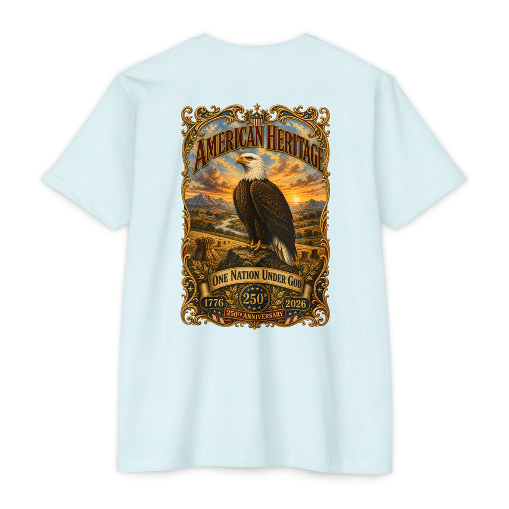 Heritage Print Co - American Heritage - One Nation Under God with Eagle - USA 250 Years - 4th of July - Next Level 6210 CVC Super Soft T-Shirt