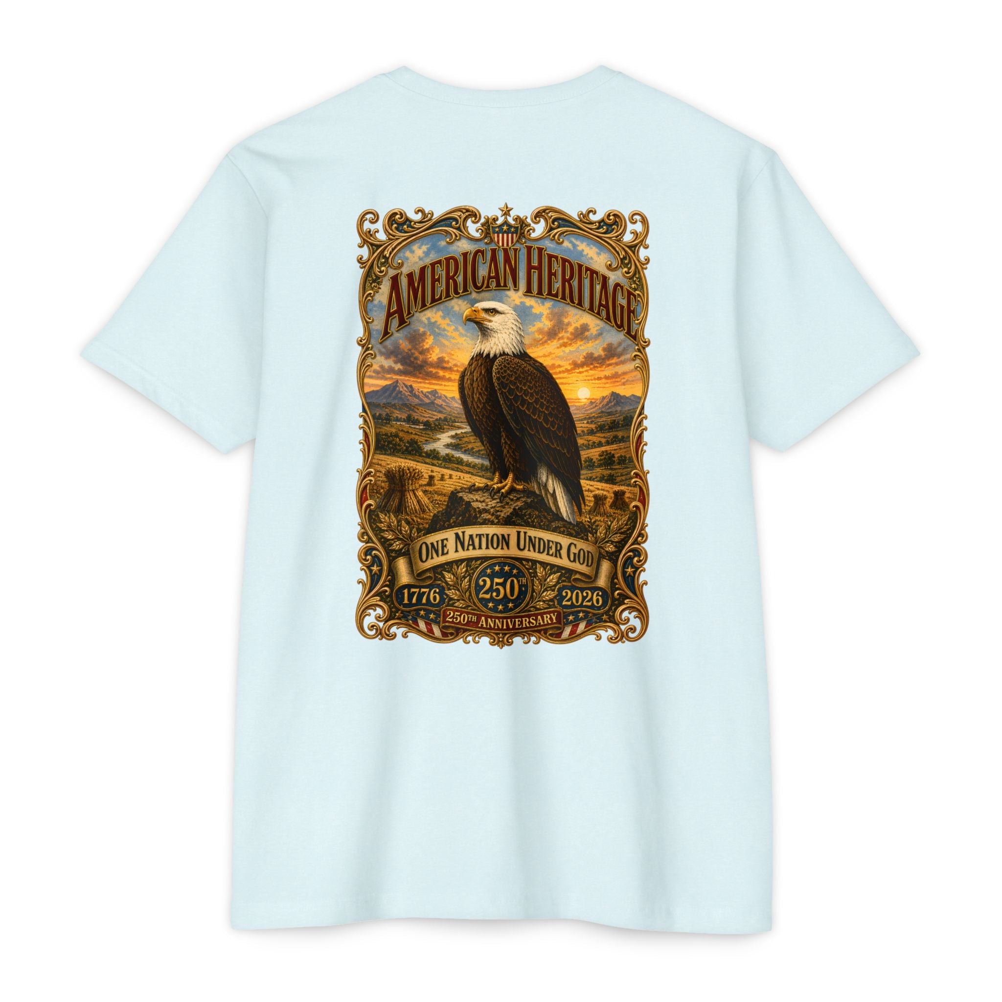 Heritage Print Co - American Heritage - One Nation Under God with Eagle - USA 250 Years - 4th of July - Next Level 6210 CVC Super Soft T-Shirt