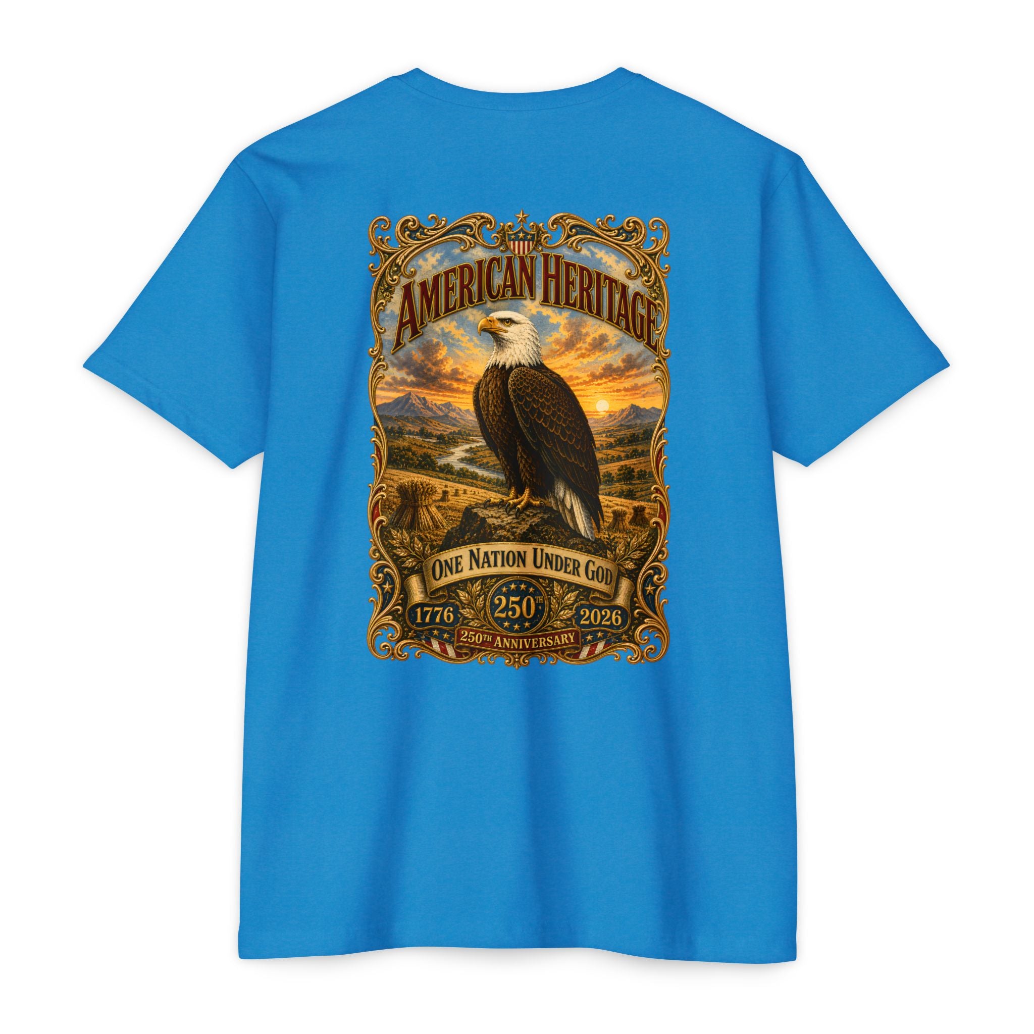Heritage Print Co - American Heritage - One Nation Under God with Eagle - USA 250 Years - 4th of July - Next Level 6210 CVC Super Soft T-Shirt